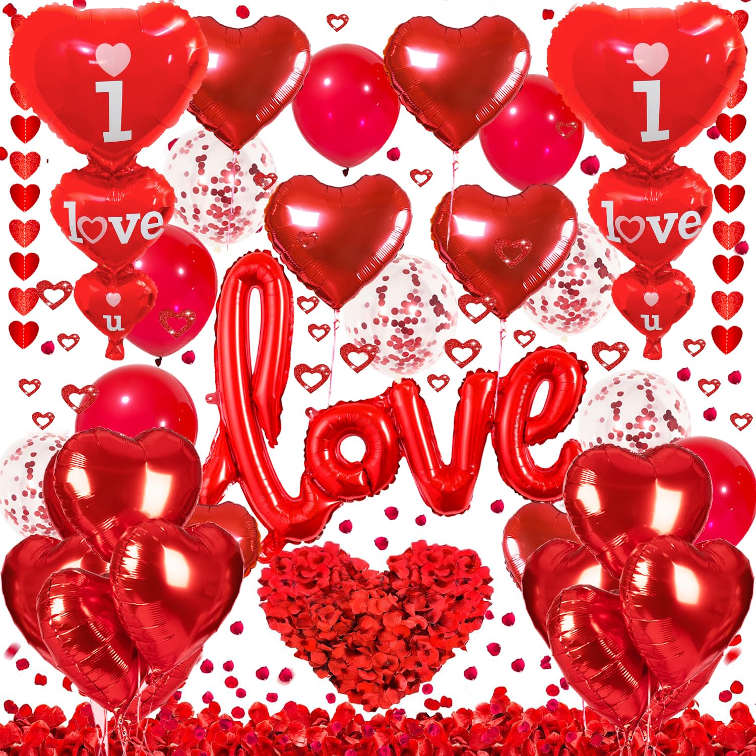 Valentines Day Decorations Set, I Love You Balloons and Heart Balloons ...