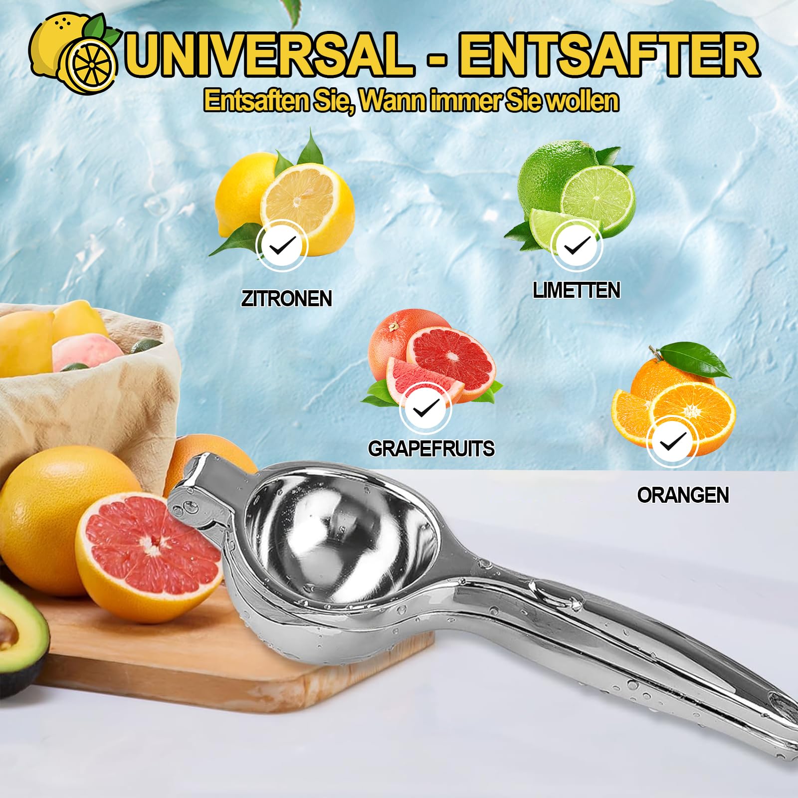 Spremiagrumi Manuale,Anti-Caustico Spremi Lime,Spremi Lime Barman-Incluso Grattugia Per Limone,Spremi Limone Manuale 7cm Diametro,Spremi Agrumi Manuale,Spremi Limone Per Cucina,Bar