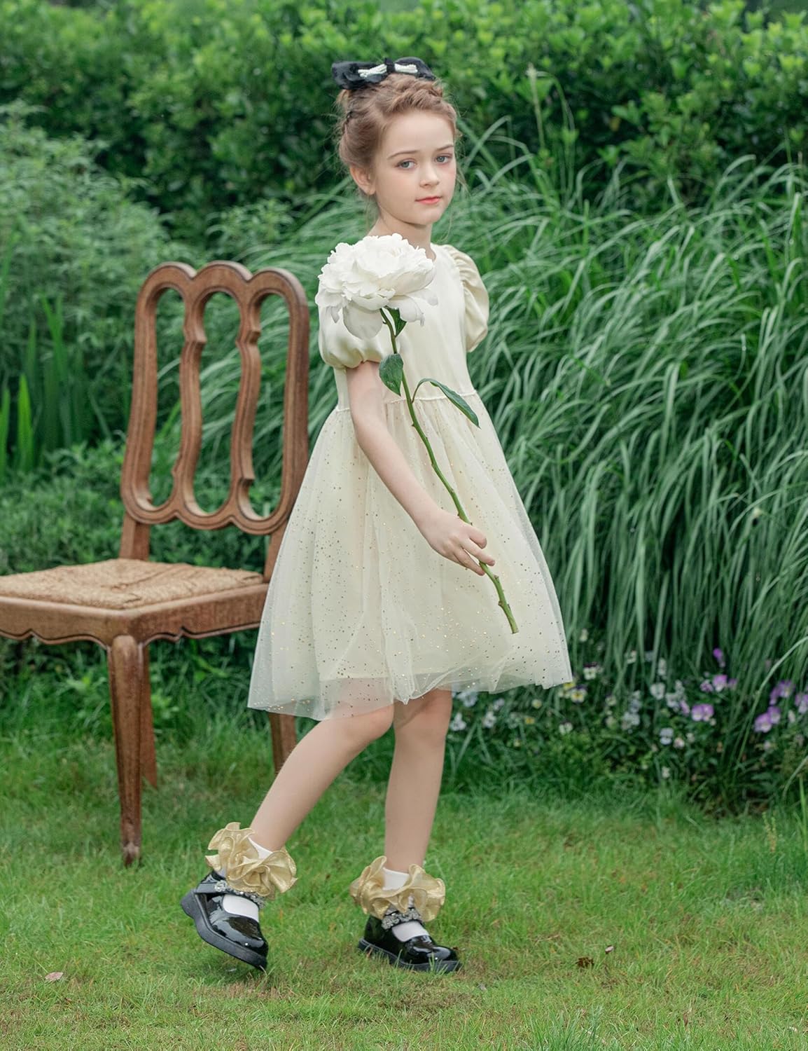 Dicry Girls Double Lace Socks Turn Cuff Big Ruffle for Infant Toddler and Kids - Image 2