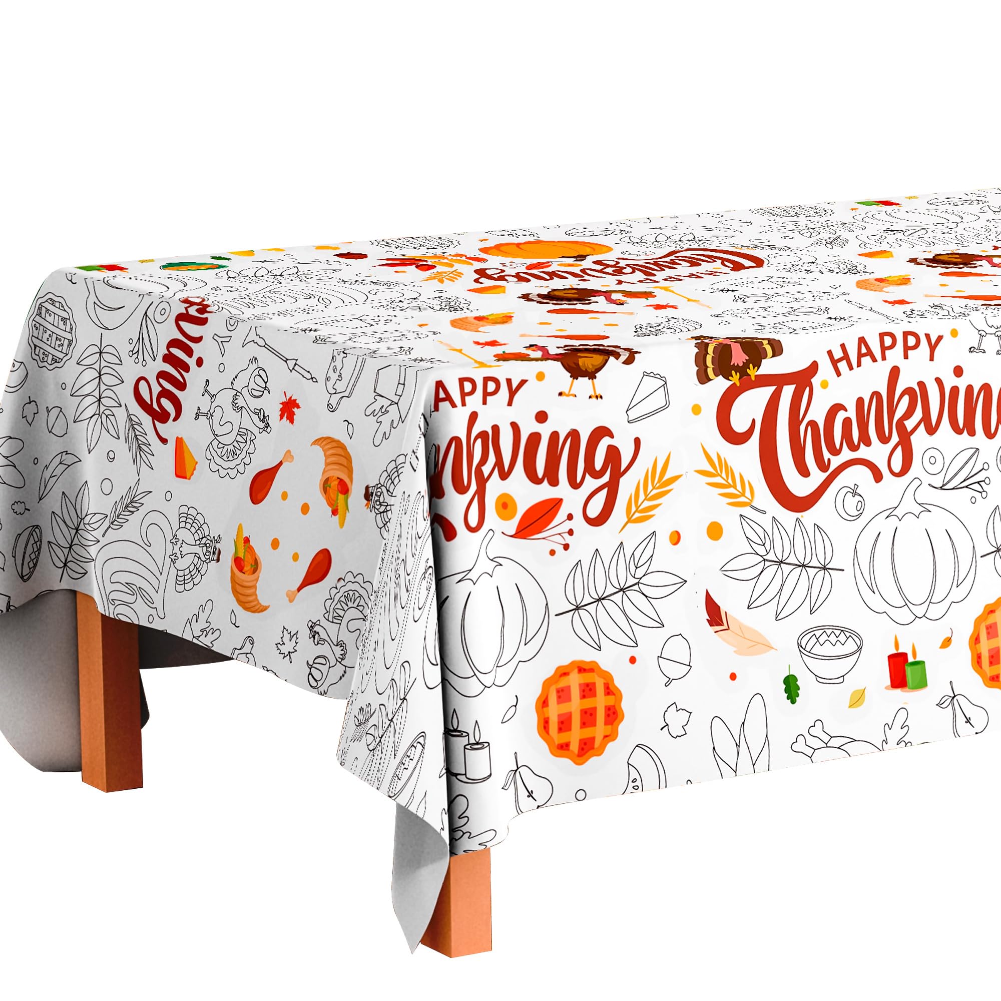 Amazon.com: Thanksgiving Coloring Tablecloth for Kids, 108x54 Inch ...