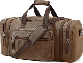EKOROMIER Large Canvas Duffle Bag for Travel, Expandable 55L Weekender bags