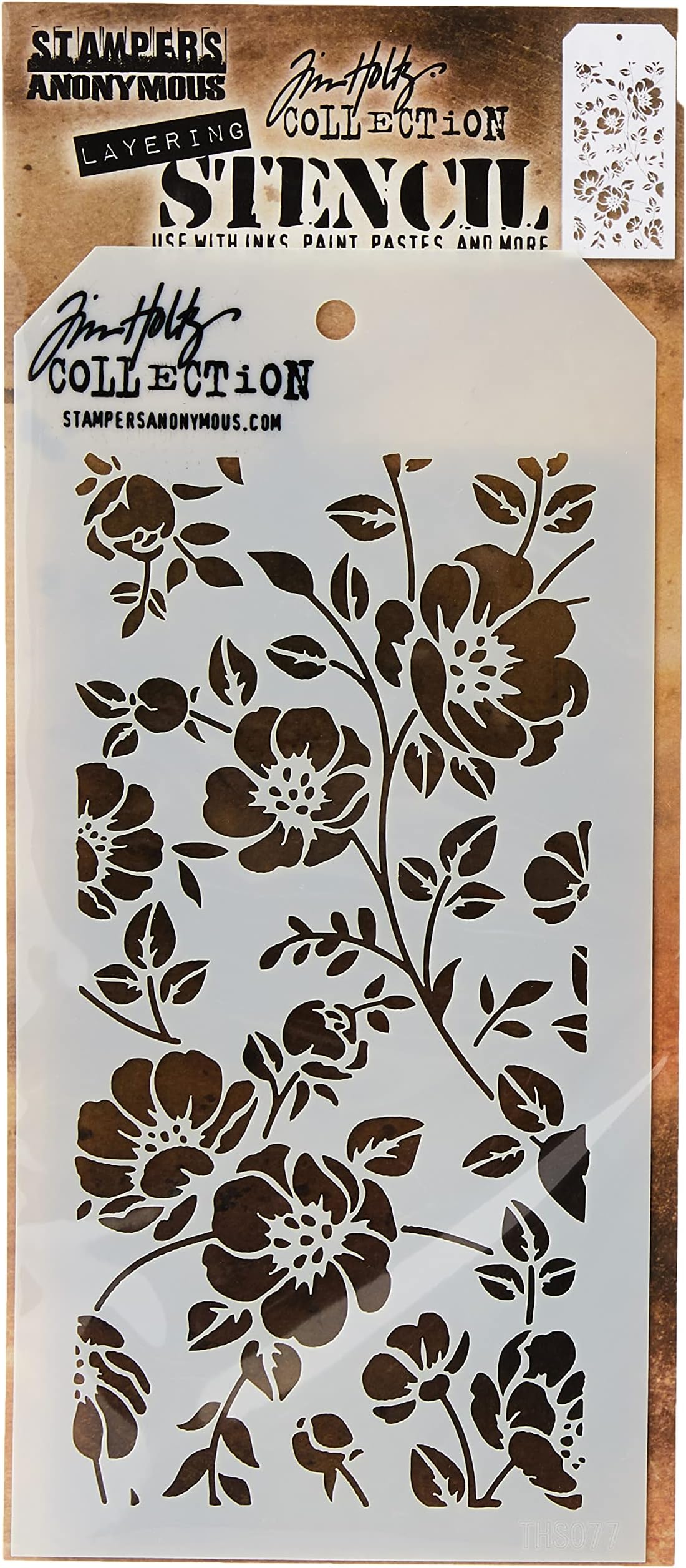 Tim Holtz Floral Stencil, Transparent,28.3 x 11.4 x 0.1 cm