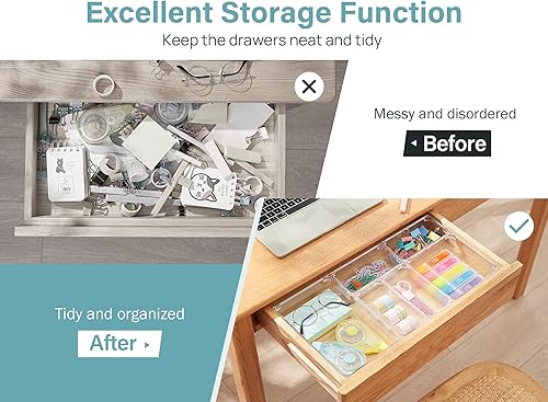 Miniatura 3 de Kootek - 9 Bandejas organizadoras de cajones de escritorio, en 4 tamaños, contenedores de plástico para guardar maquillaje, para los cajones del