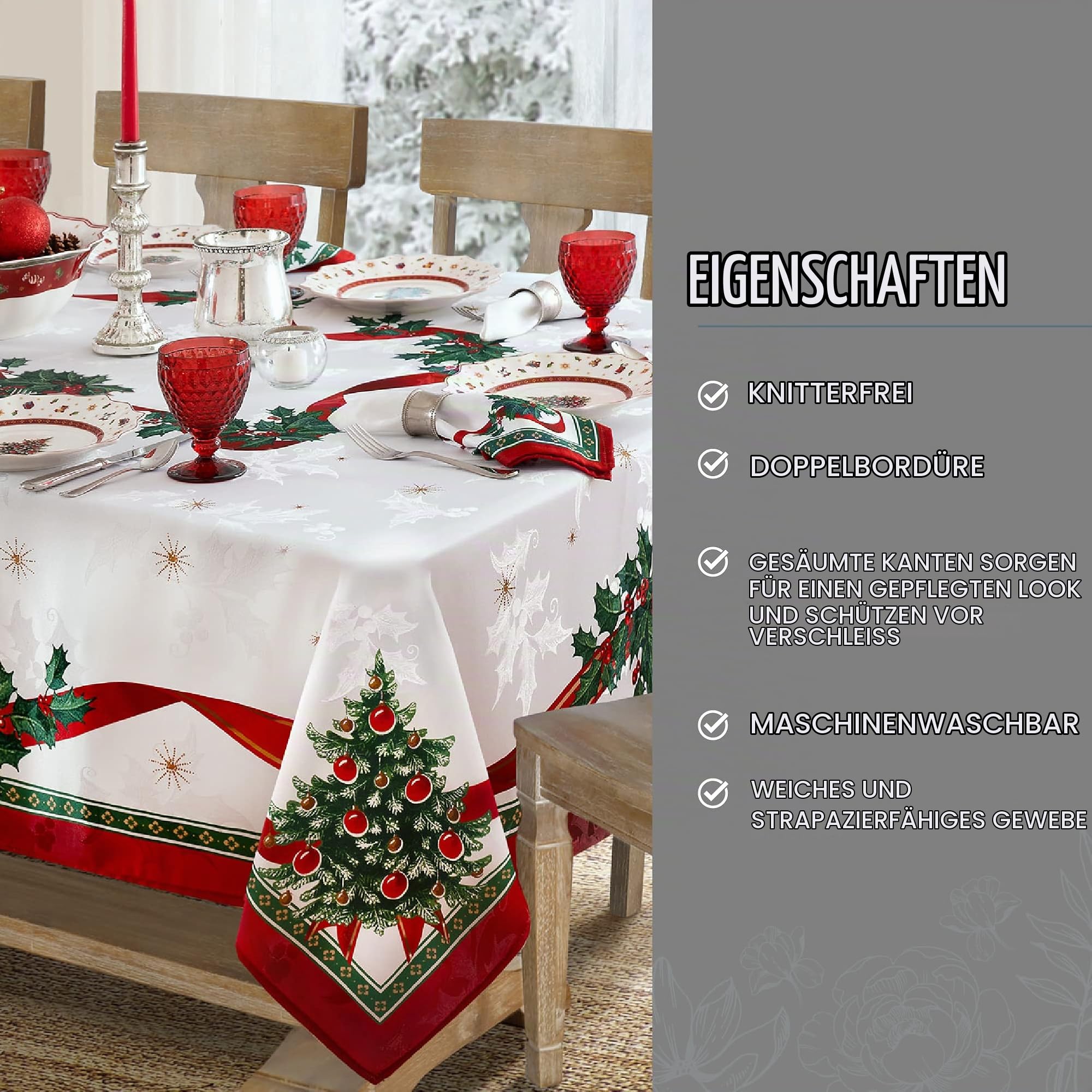 Elrene Home Fashions Villeroy & Boch Toy's Delight Stoff-Tischdecke, Weihnachts-Tischdekoration, 152,4 x 304,8 cm, länglich/rechteckig, Mehrfarbig Küche, Haushalt & Wohnen