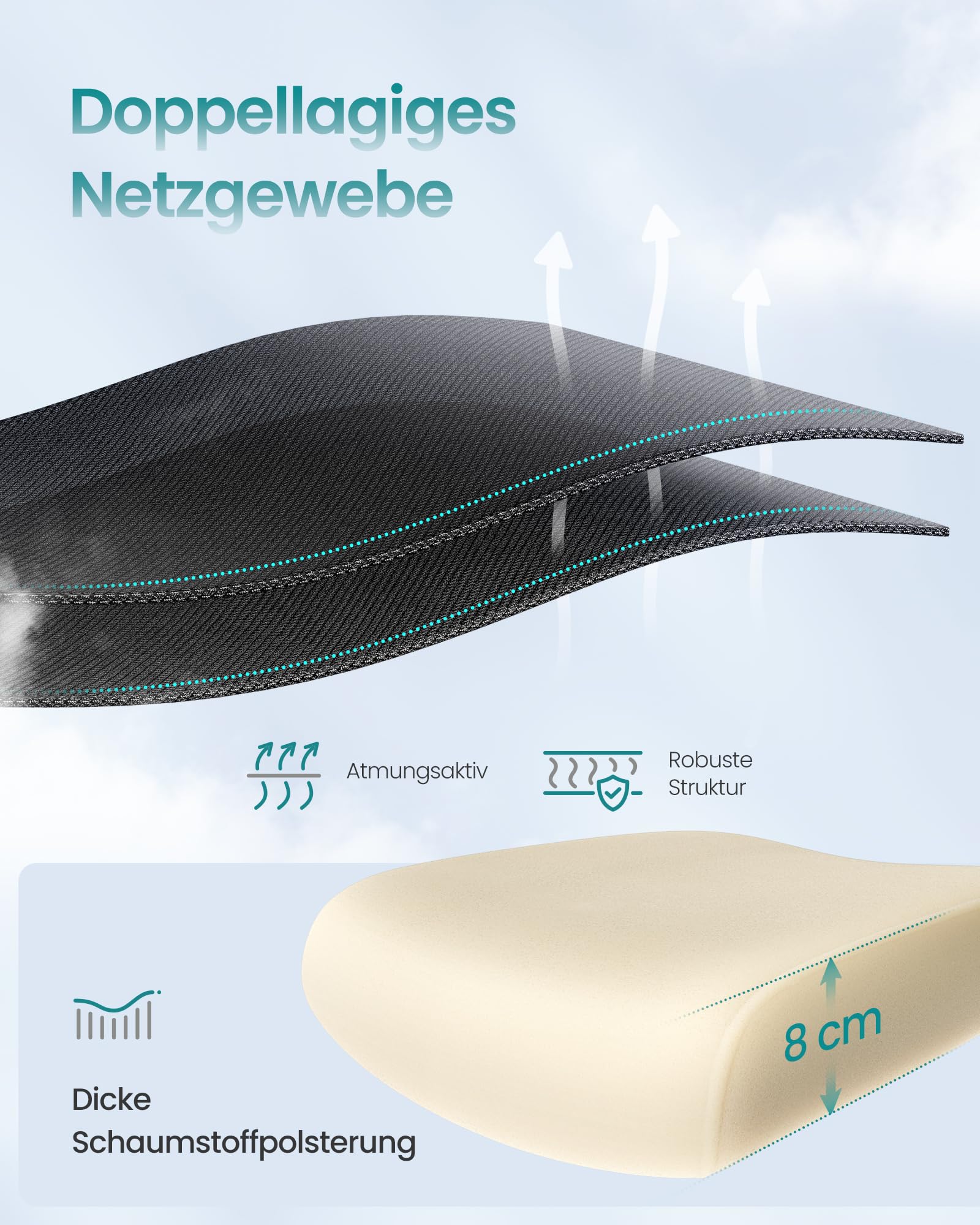 SONGMICS Bürostuhl, Schreibtischstuhl, ergonomischer Netzstuhl, mit doppellagigem Netzgewebe, atmungsaktiv, Adaptive Lendenstütze, verstellbare Kopfstütze, für Homeoffice, tintenschwarz OBN041B01