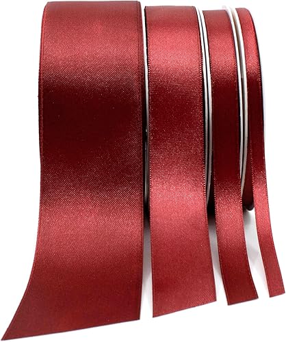 Miniatura 4 de Cinta de satén burdeos, 12 pulgada x 50 yardas, color sólido de doble cara, gruesa y duradera, 100% poliéster para envolver regalos, manualidades,
