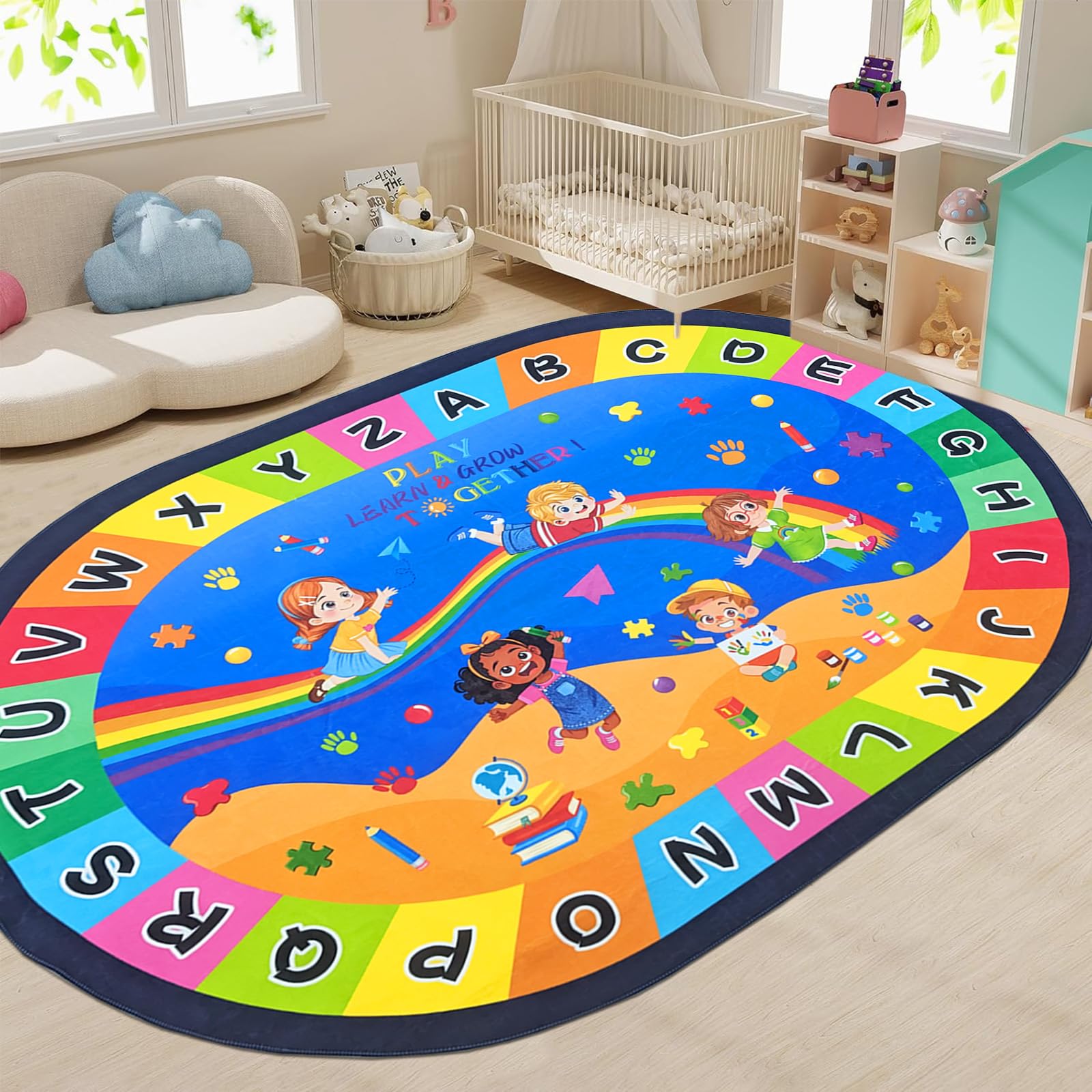 USTIDE Kids Alphabet Classroom Area Rug 6x9 Ft — image 1