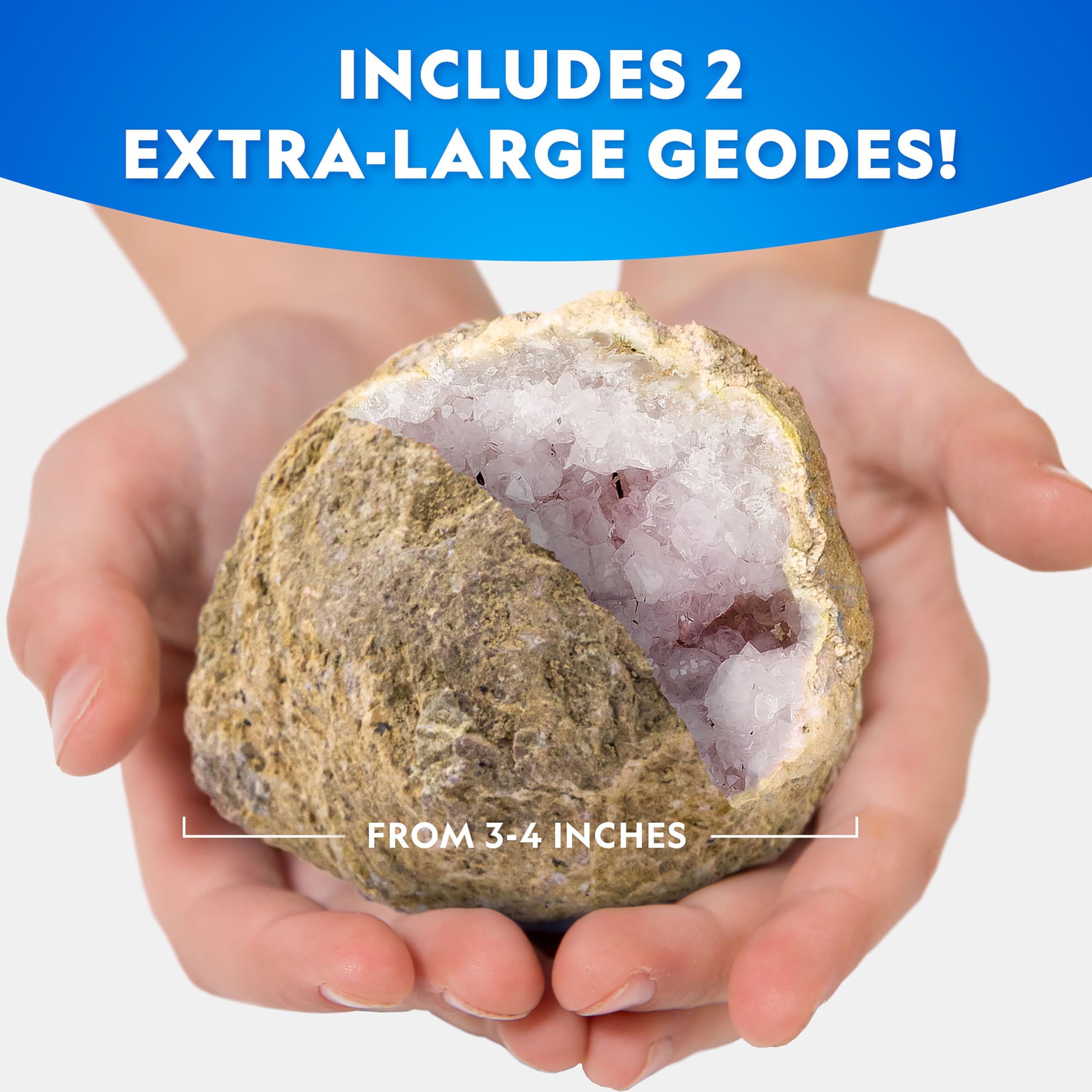 Bandai National Geographic – Kit Géodes à Casser – 2 Géodes, Loupe, Masque, Présentoir – Jeu Scientifique STEM Dès 6 Ans