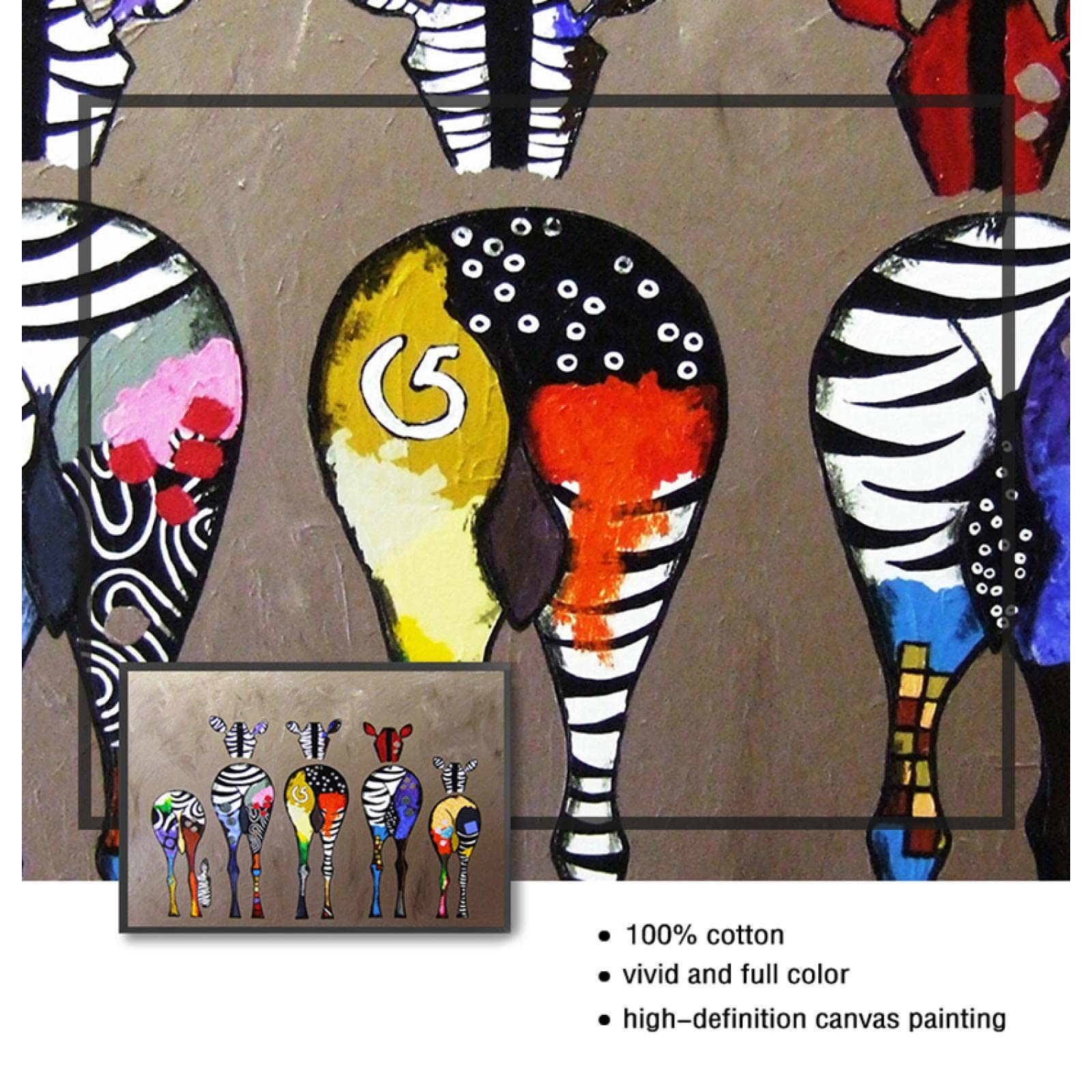 Peinture Affiche Abstrait Zèbre Toile Art Peintures sur Le Mur Coloré Animaux Art Impressions Art pour Salon Mur-60x100cm sans - Maison