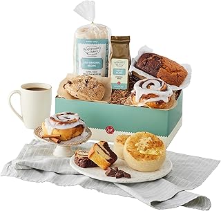 Wolferman's Bakery Sampler Box, Pastry Box With Baked Goods, Sweet Treats Gift Basket, English Muffins, Cinnamon Roll, Scone, Loaf Cake, Ground Coffee, Breakfast Assortment For Any Occasion