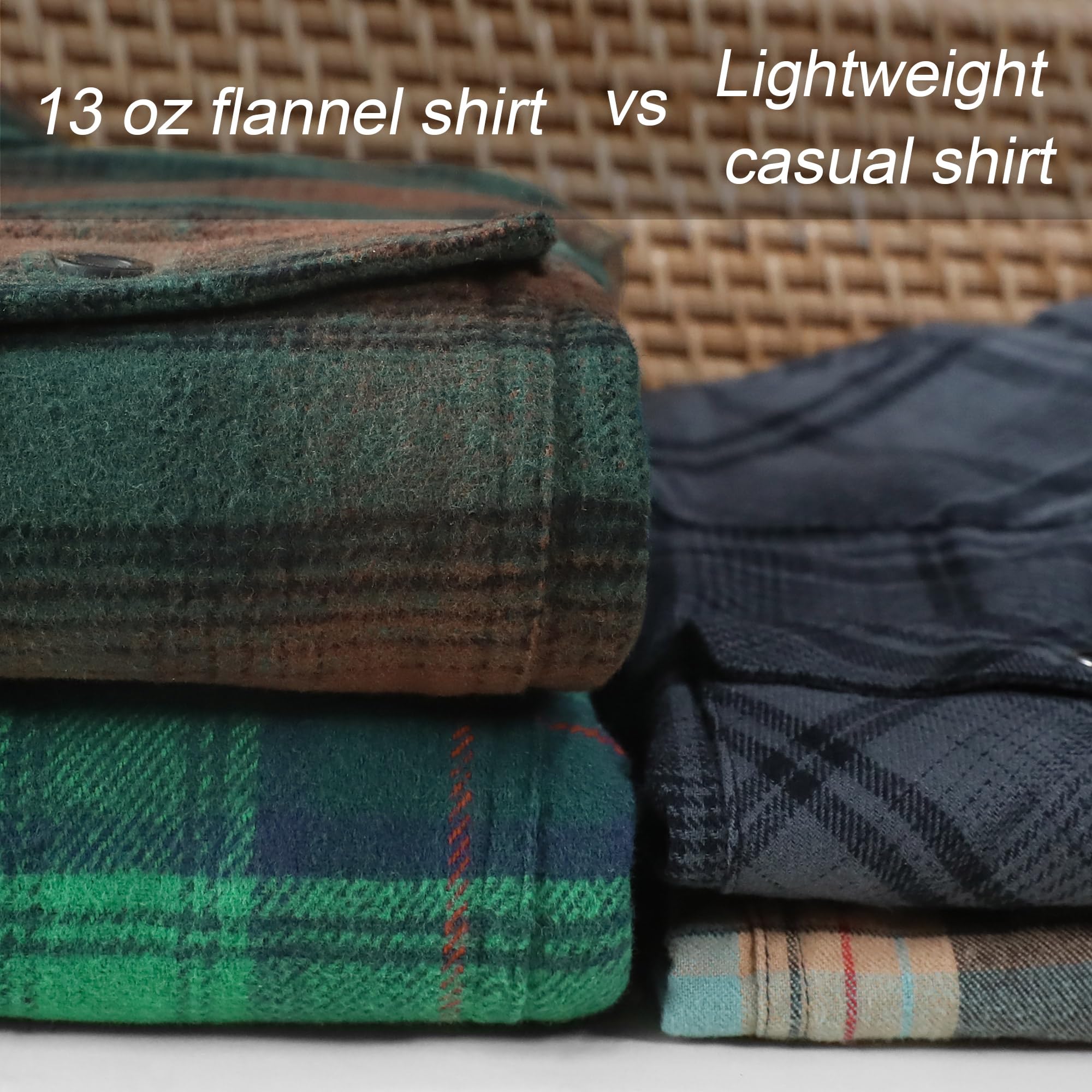 Dubinik® 13oz ekstra ciężka flanelowa koszula męska koszula z długim rękawem, szeroki krój, 100% bawełna