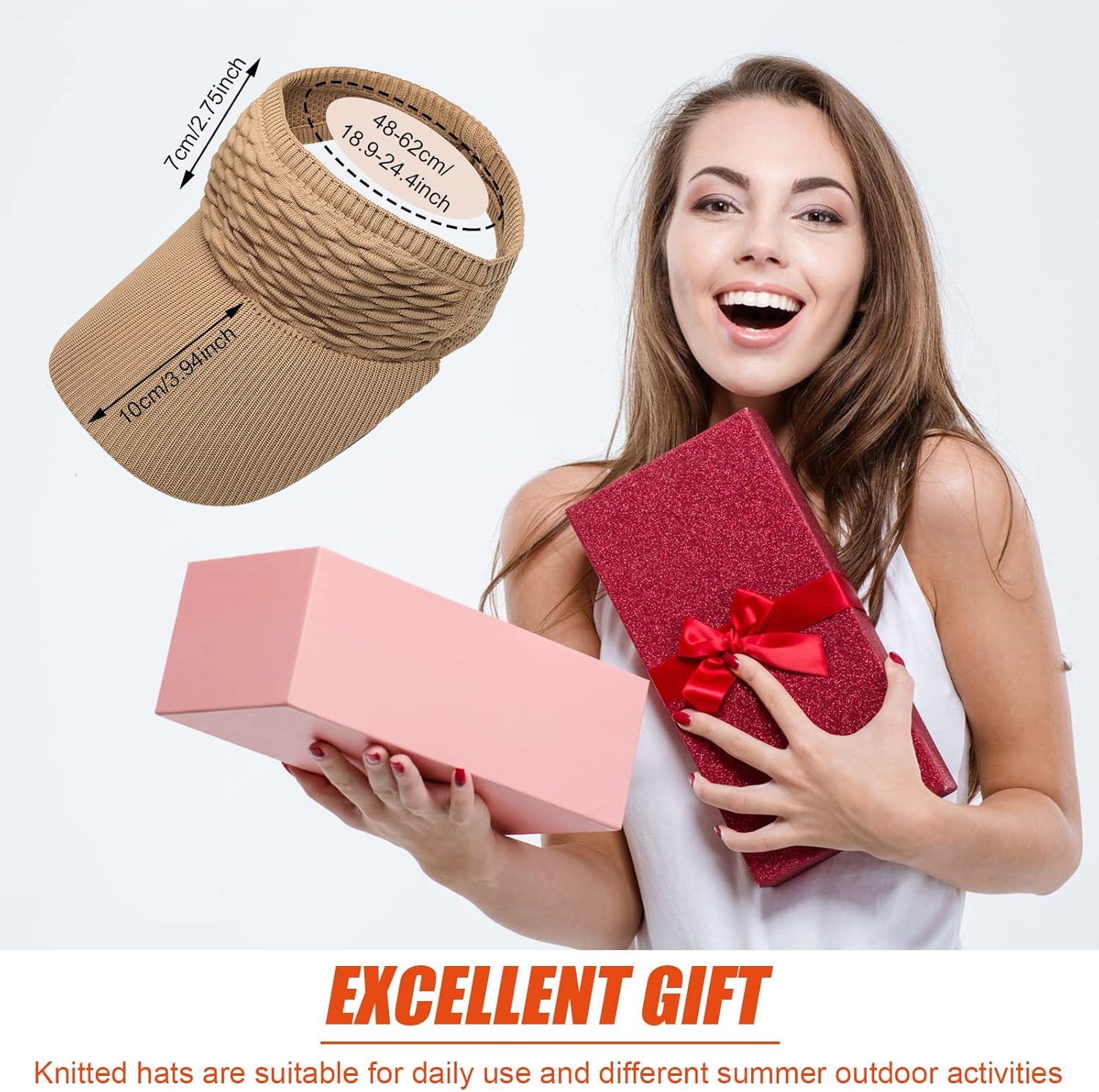 3 Pieces Women Sun Visor Hat for Women Knitted Hats Summer Beach Hat Elastic Sports Hat Empty Top Quick Drying Wide Brim Golf - Image 5