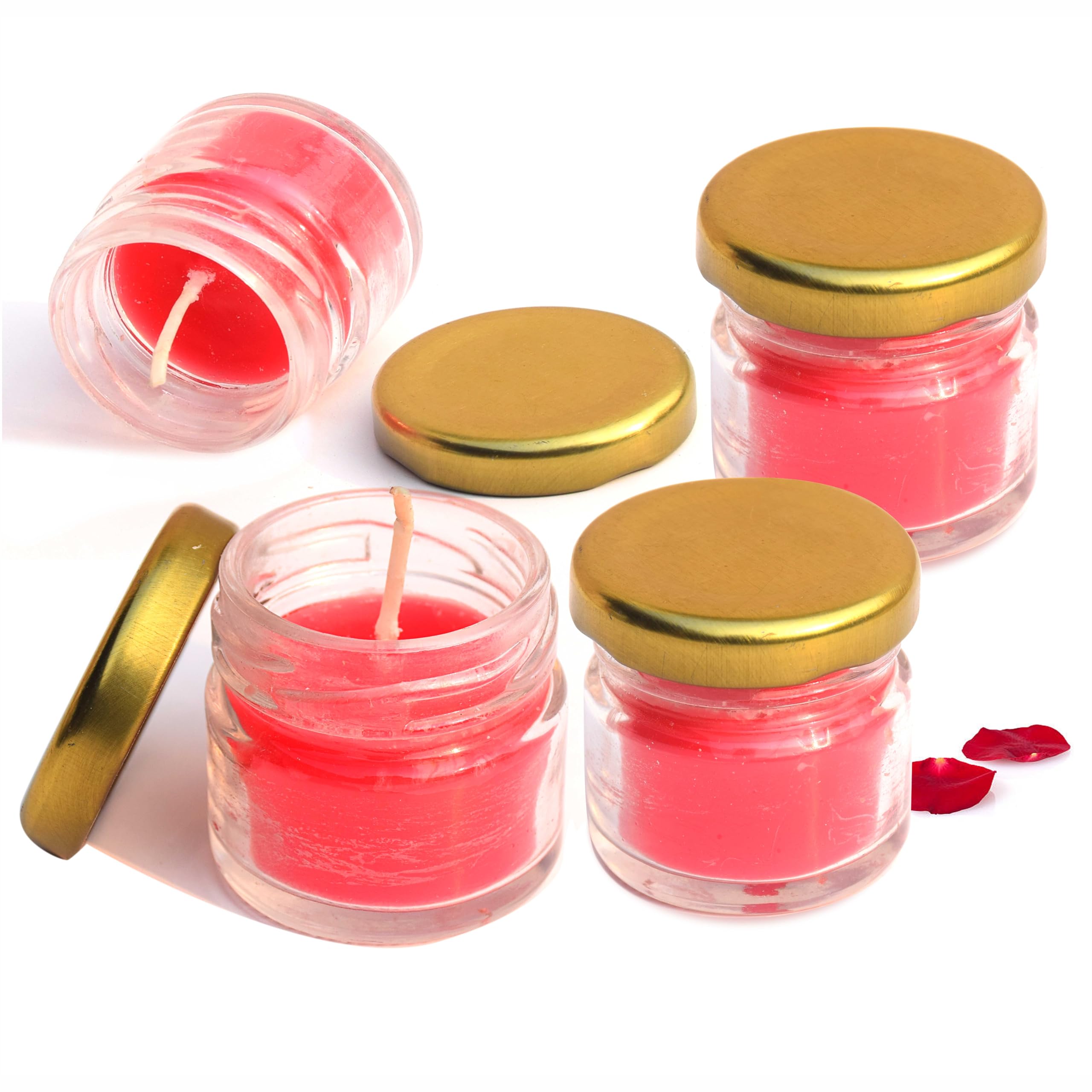 Pure Source India Rose Fragrance Scented Mini Jar Wax Candle - 30 Gram Each , Set of 4 pcs