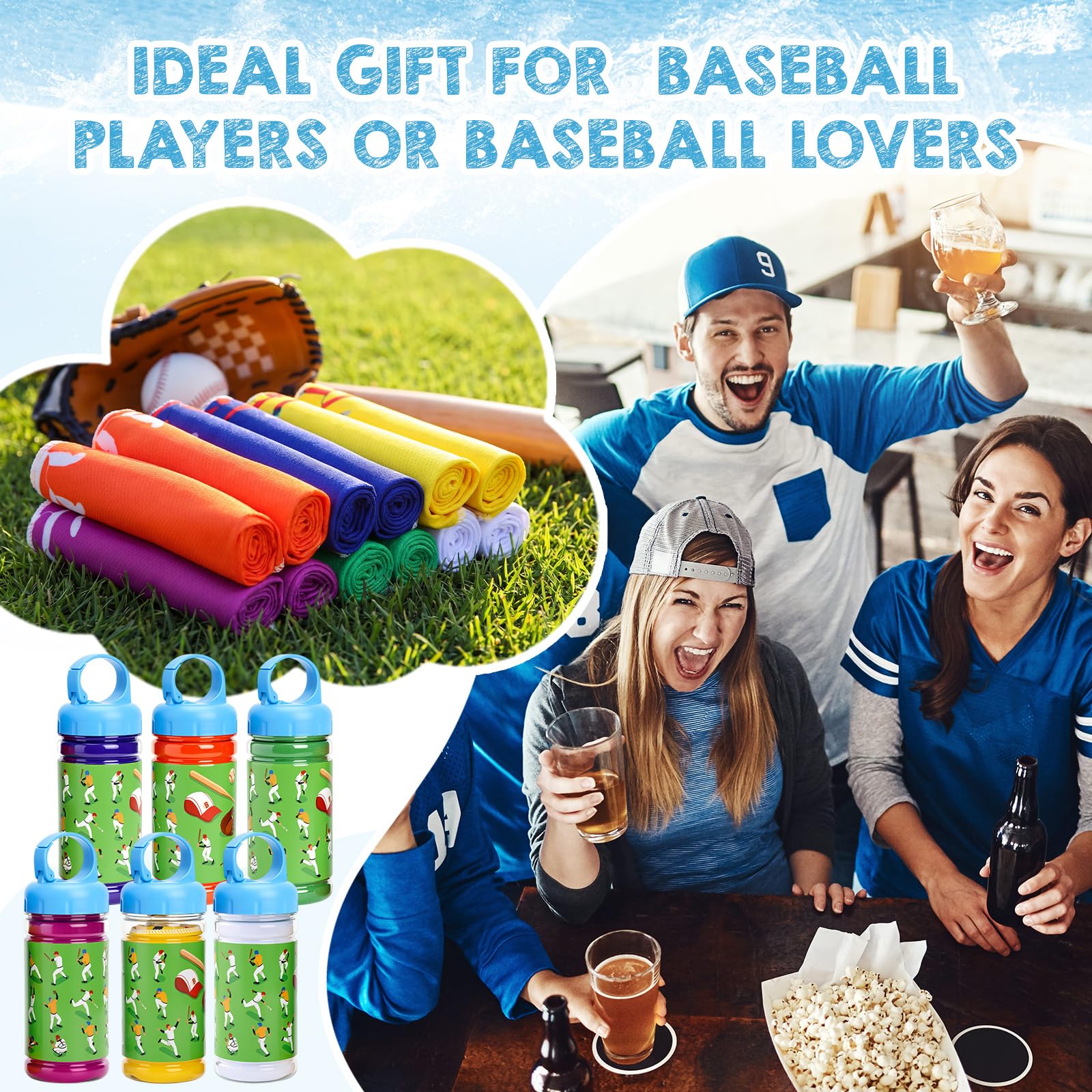 12 Pezzi Asciugamani rinfrescanti per Baseball,Golf,Calcio,Sport,bomboniere per Feste a Tema Baseball,Asciugamani rinfrescanti Traspiranti e Portatili,in Microfibra ad Asciugatura Rapida,32 x 12 poll