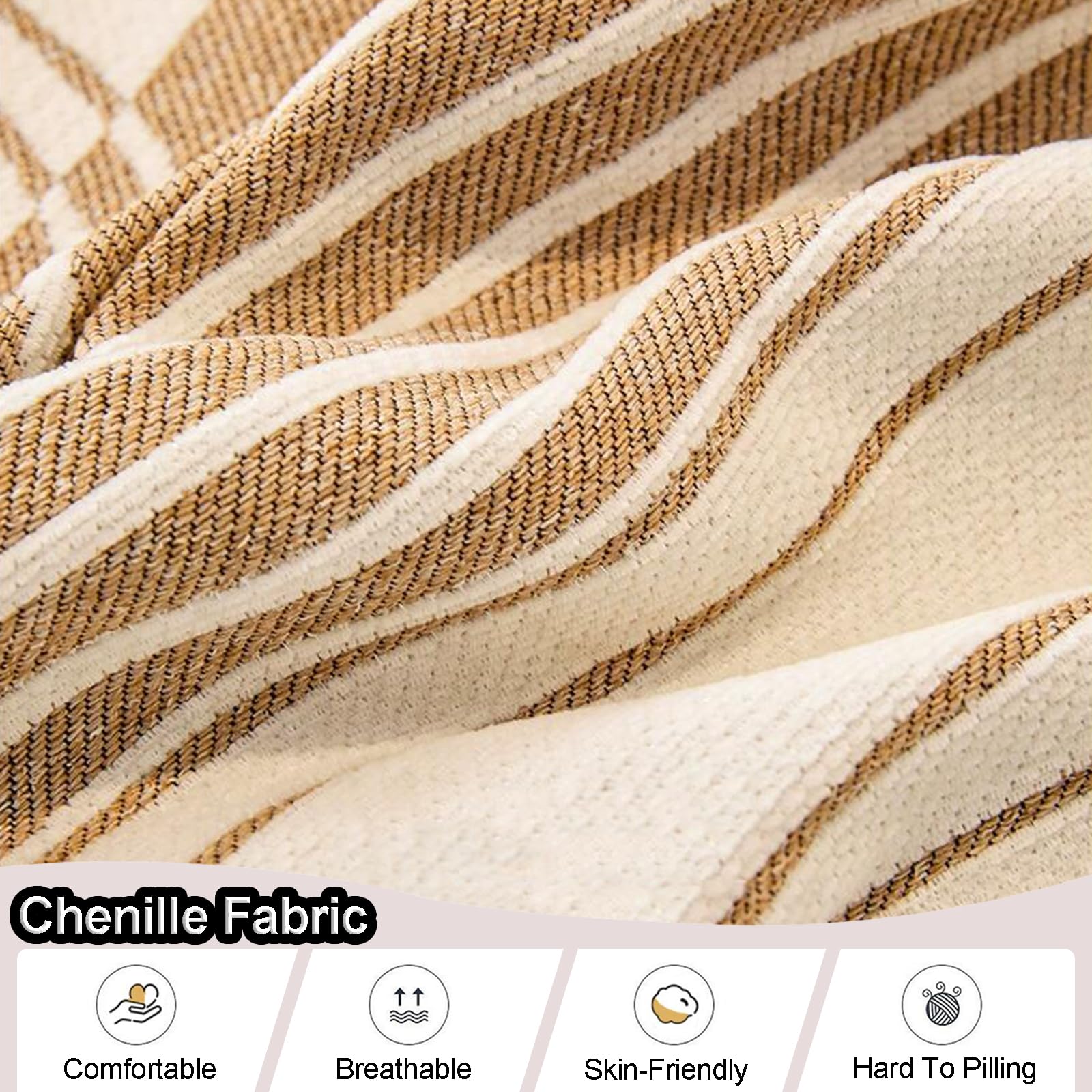 Plaids Ou Jeté De Canapé De Luxe- Housse De Canapé avec Accoudoirs 1 2 3 4 Places Couverture De Canapé Chenille Serviette De Canapé d'angle Polyvalente pour Chaise Lit(180X420cm,Gray)