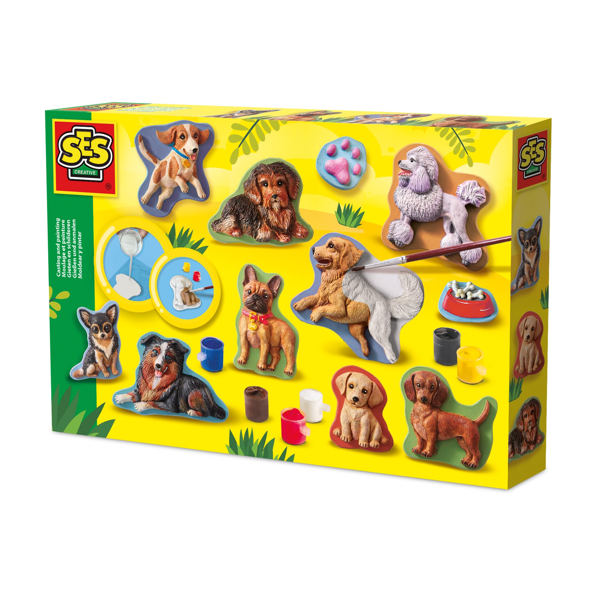 SES Creative 01294 Casting and Painting - Dogs - Creative Craft Kit for Kids Aged 5+ - Includes Mold for 9 Popular Dog Breeds - Plaster of Paris