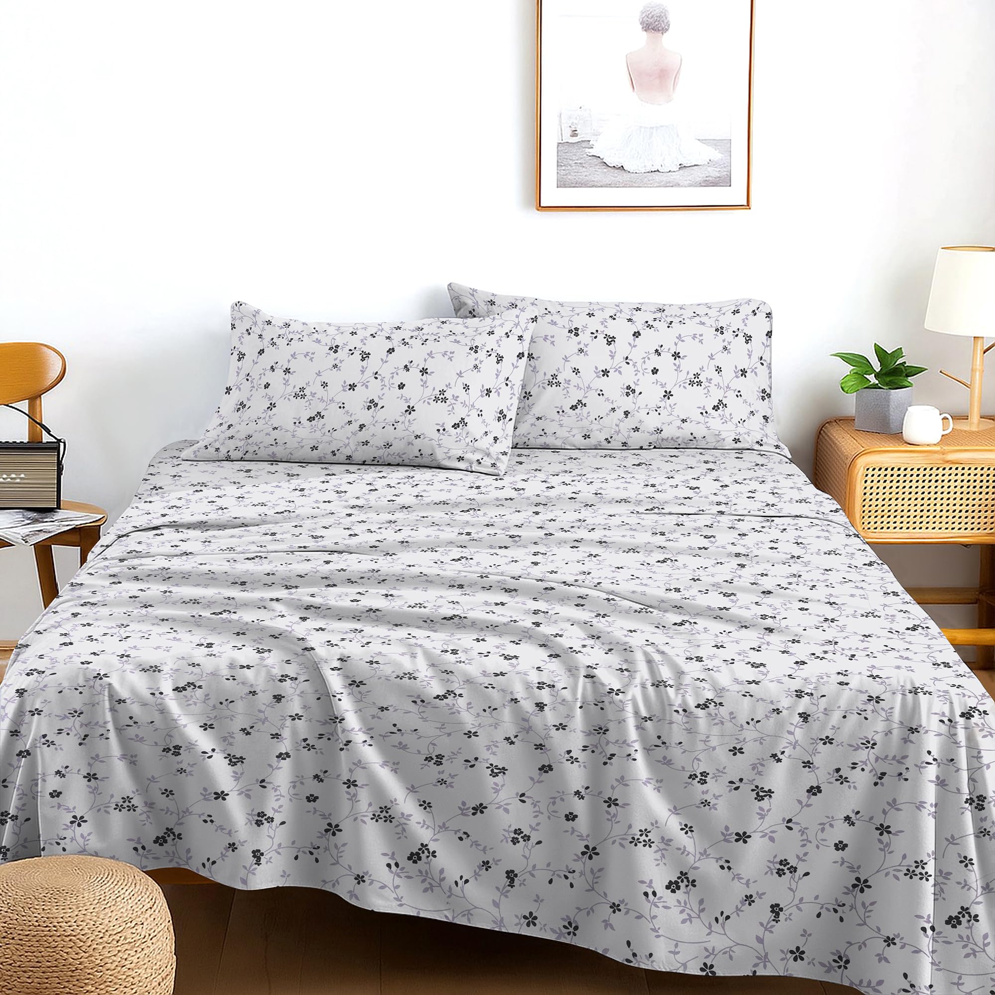 RAYBedding Printed Flat Sheet Set King Size Bed – Luxury Soft King Flat Sheet with 2 Pillowcases – Smooth, Lightweight Bedding — image 1