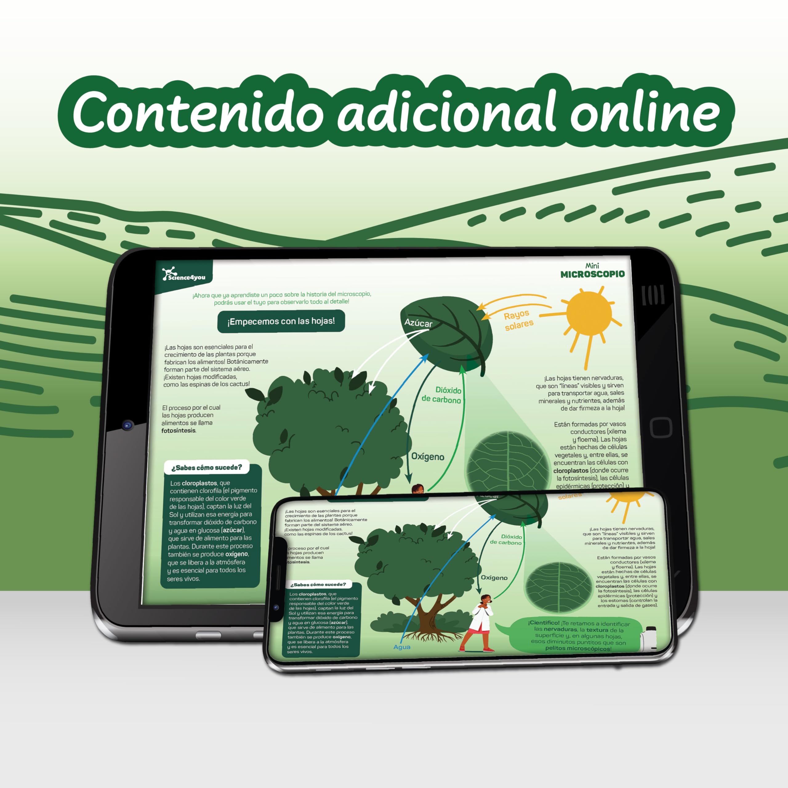 Science4you Microscopio de Bolsillo para Niños 6+ Años – Microscopio Portátil Infantil con Manual de Experimentos y Herramientas de Laboratorio, Juguete Educativo para Niños y Niñas de 6 7 8 9+