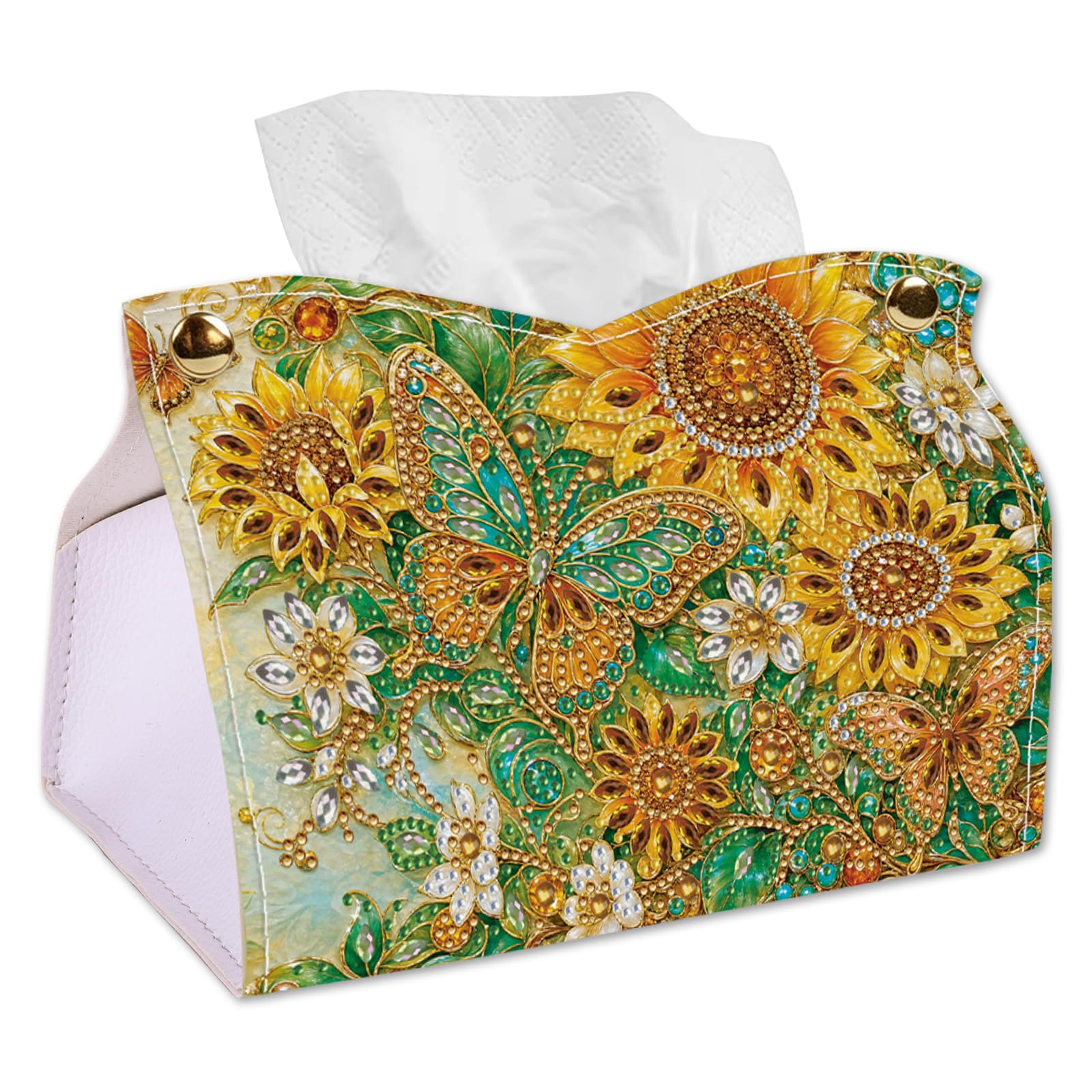POETRYDRAW Sunflower Butterfly DIY Diamond Art Tissue Box 24cm