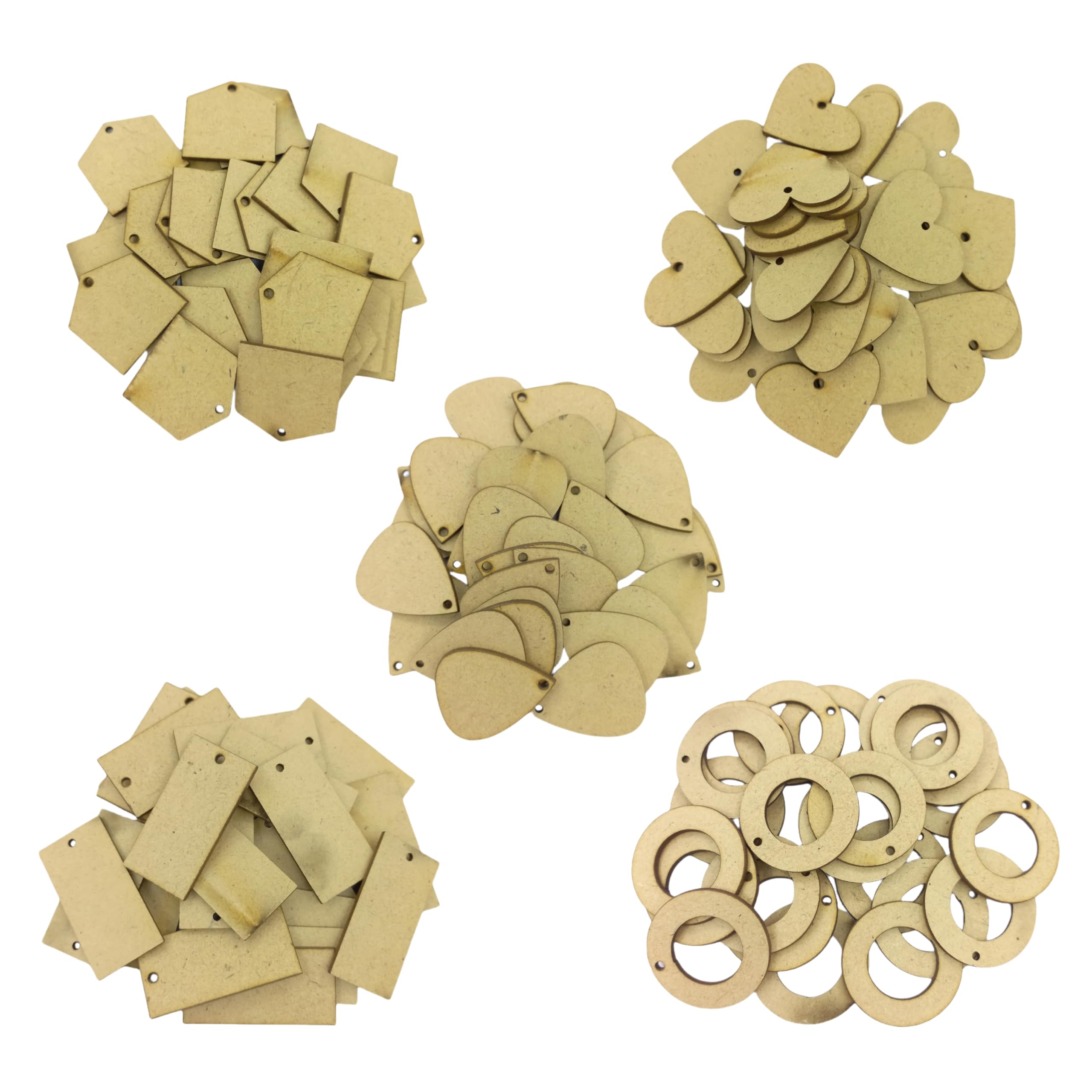 Skanda Crafterina™ - MDF Pendants Set of 15 Pair MDF Cutout Pendants for Painting Wooden Sheet Craft, Decoupage, Resin Art Work & Decoration, Jewellery Making-image-20