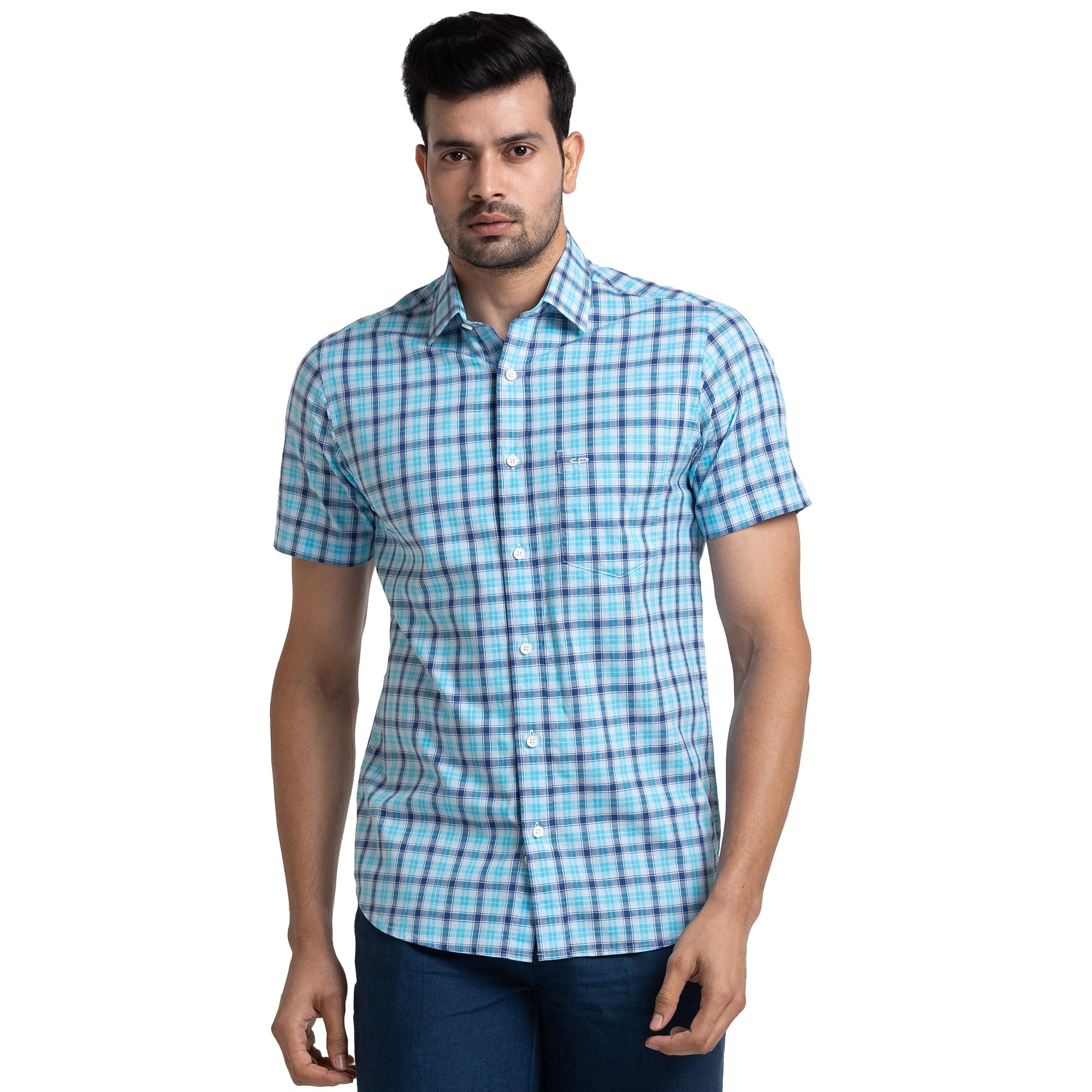 colorplus Tailored Fit Medium Blue Formal Shirt for Men-picture-10