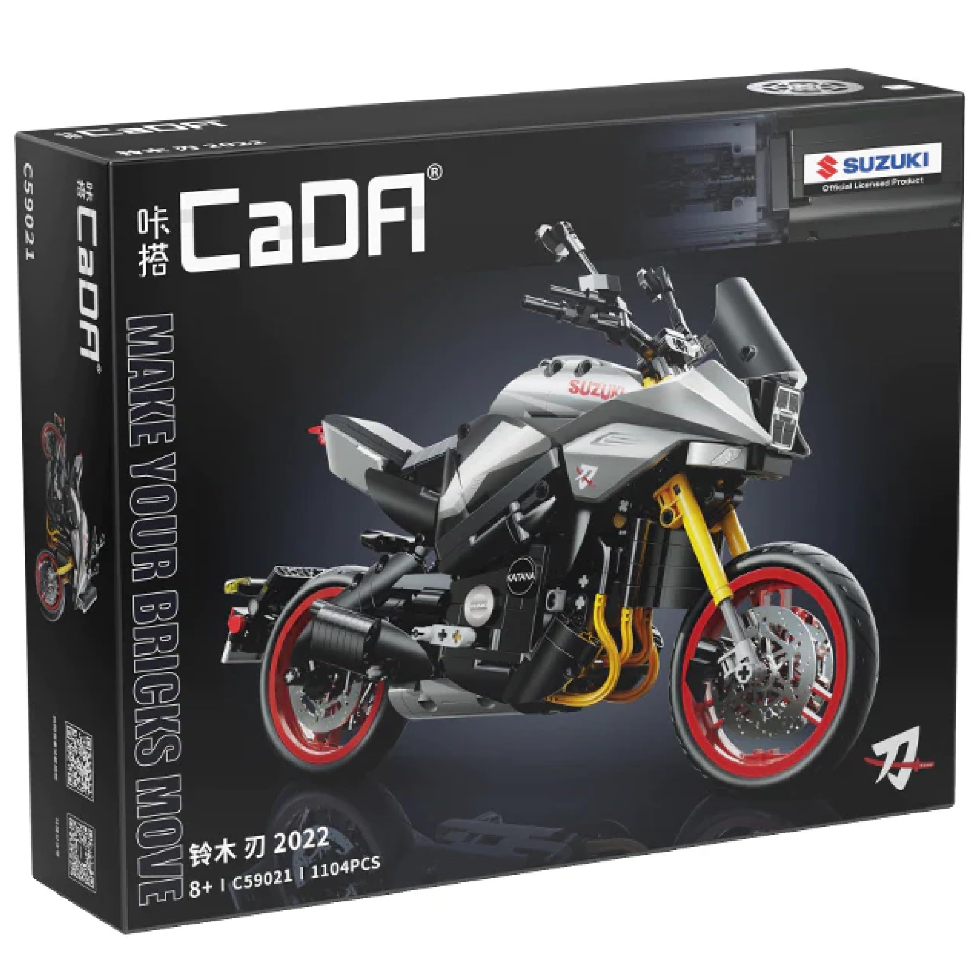 Cada - Suzuki CATANA 2022 - Set de construcción - Moto de Carretera - De Color Gris-Negro -1104 Piezas - + 8 años - Escala 1:6 (DEQUBE 927DE59021)
