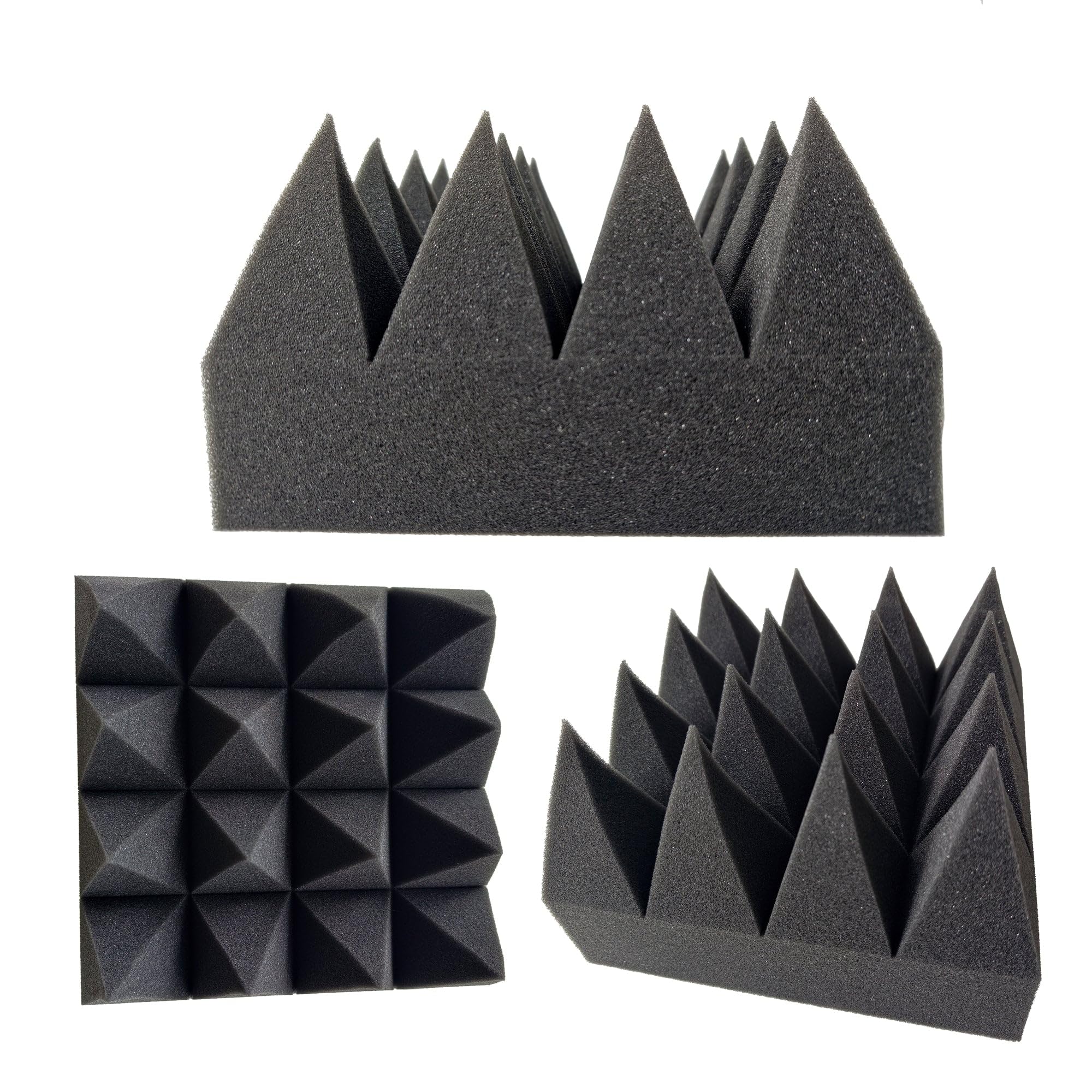 Arrowzoom 24 Pannelli Fonoassorbenti Schiuma 25x25x15cm Nero KK1471 | Schiuma acustica ad alta densita per riduzione eco, assorbimento sonoro, studio, gaming e home office