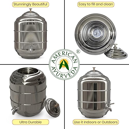 Miniatura 7 de Dispensador de bebidas de acero inoxidable de 5 galones con grifo de grifo, mango y tapa para dispensar agua fría, bebidas, té, refrescos, jugo