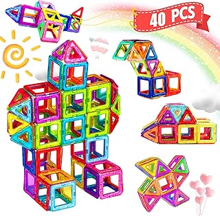 HISHOPTOY Magnetic Building Blocks 40 Pieces Magnetic Toy for Children from 3 4 5 6 7 8 Years Learning Toy Magnets Toy for Boys Girls Gift Building Blocks