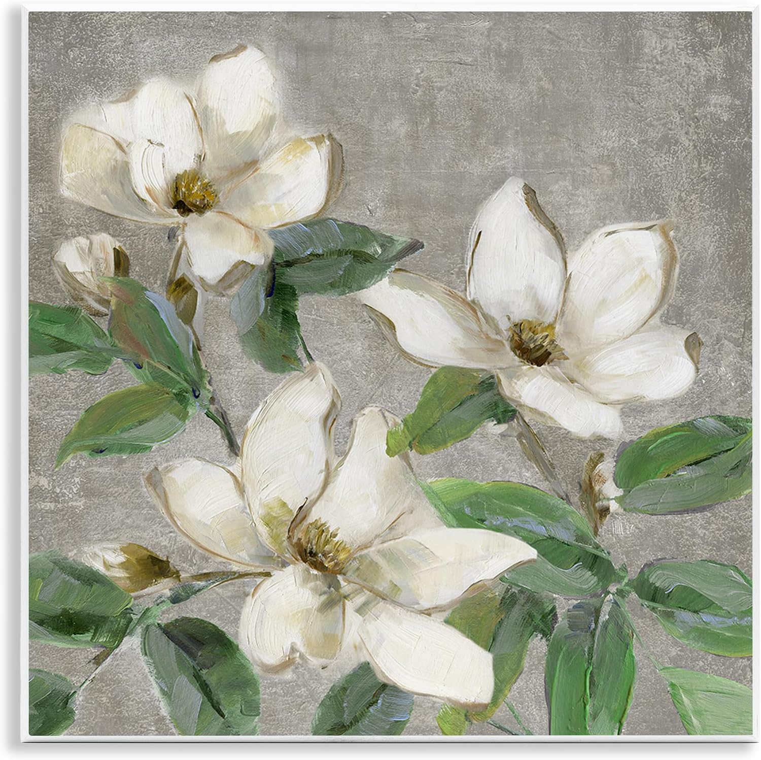 'Ivory Magnolias on Grey'| Canvas Art | Stupell Industries | 30 x 30 Inches, Easy to Hang and Sturdy, Made in USA, by Sally Swatland