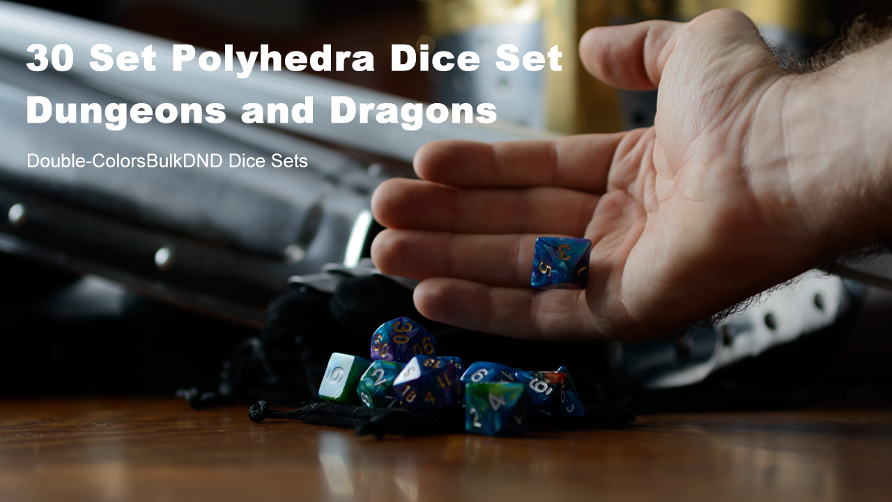 Blue Mix 7-delige Polyhedrale Dobbelstenenset – Zwart Met Gouden Cijfers – Voor D&D, RPG En Bordspellen – Inclusief Dobbelzakje