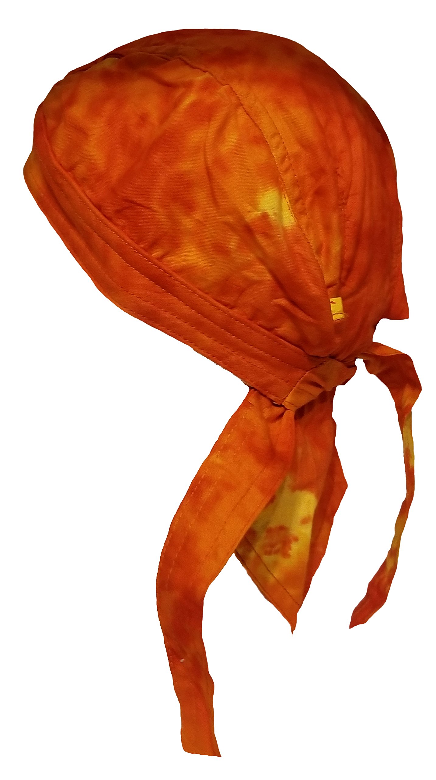 Buy Caps and Hats Tie Dye Skull Cap Doo Rag 60s Hippie Bandana Red-Orange Yellow