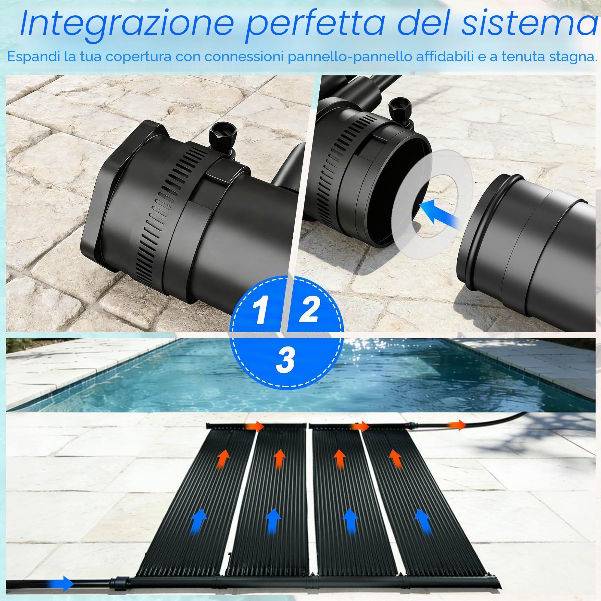 UISEBRT Riscaldatore solare per piscina 300x70 cm, riscaldamento solare per piscina, acqua calda, plastica resistente ai raggi UV, stuoia solare per riscaldamento di piscine e vasche da bagno