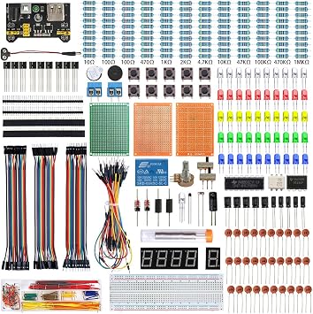 Electronic Craft Kit for Beginners, Starter Kit, Electronic Parts, 56 Types of Basic Parts, Introduction to Electronics Kit, Electronics Fun Kit, Tutorials Included