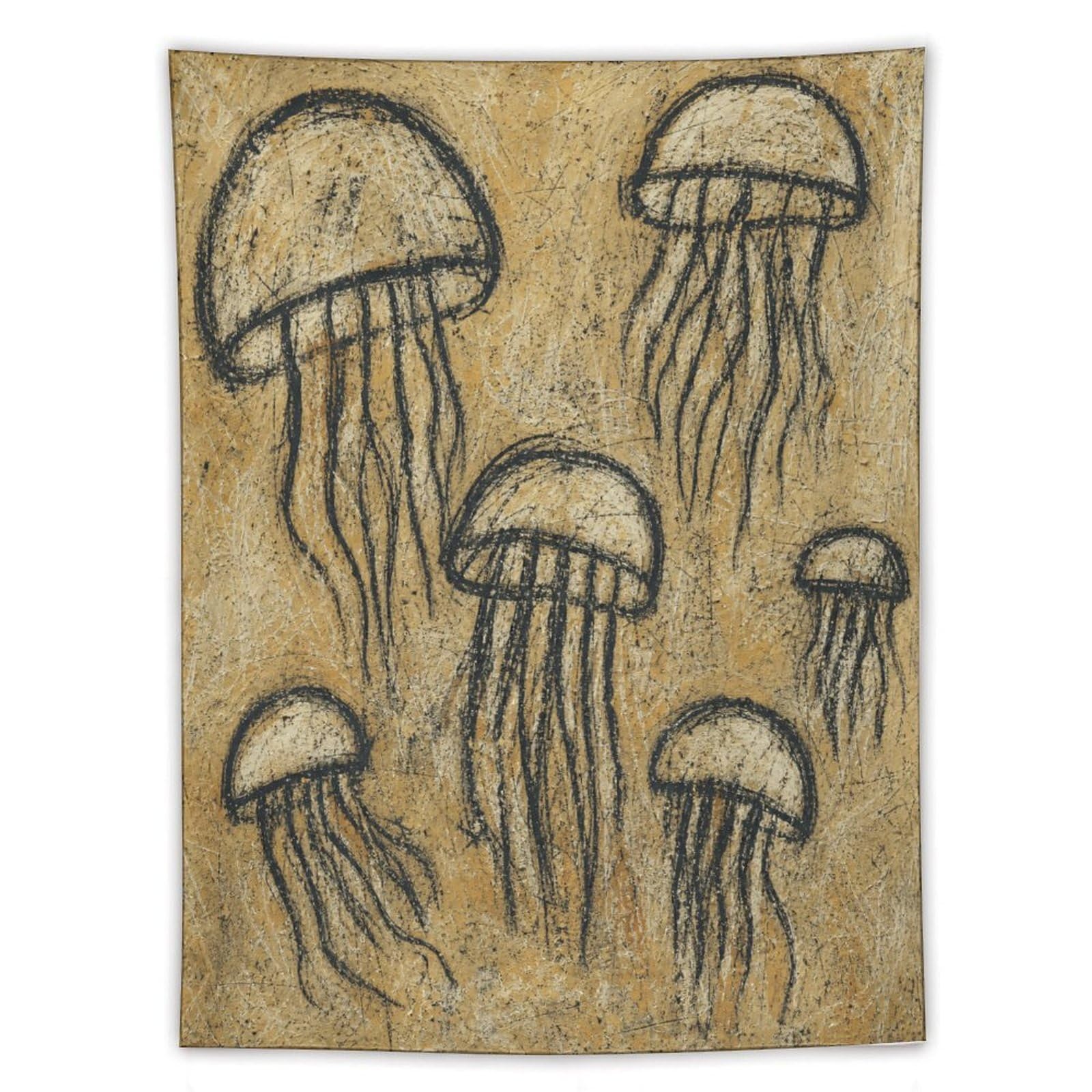 W7C8U2X3 Jellyfish Ink Study Wall Tapestry, Realistic Illustration Style