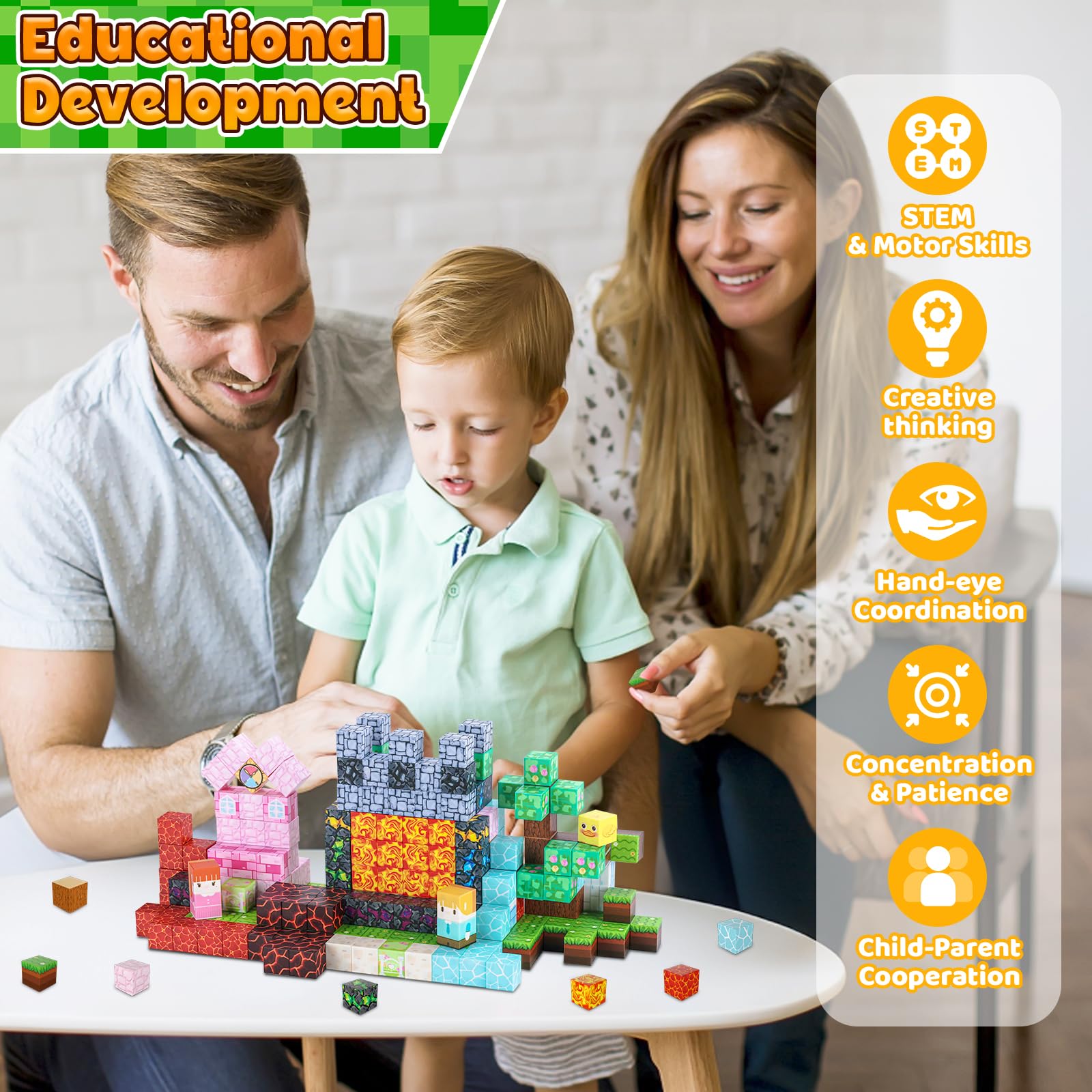 ACELIFE Blocchi magnetici da costruzione 200 pezzi, giocattoli magnetici creativi STEM Magnetic Building Blocks giocattoli regali per bambini ragazzi e ragazze 3 4 5 6 7 8 anni