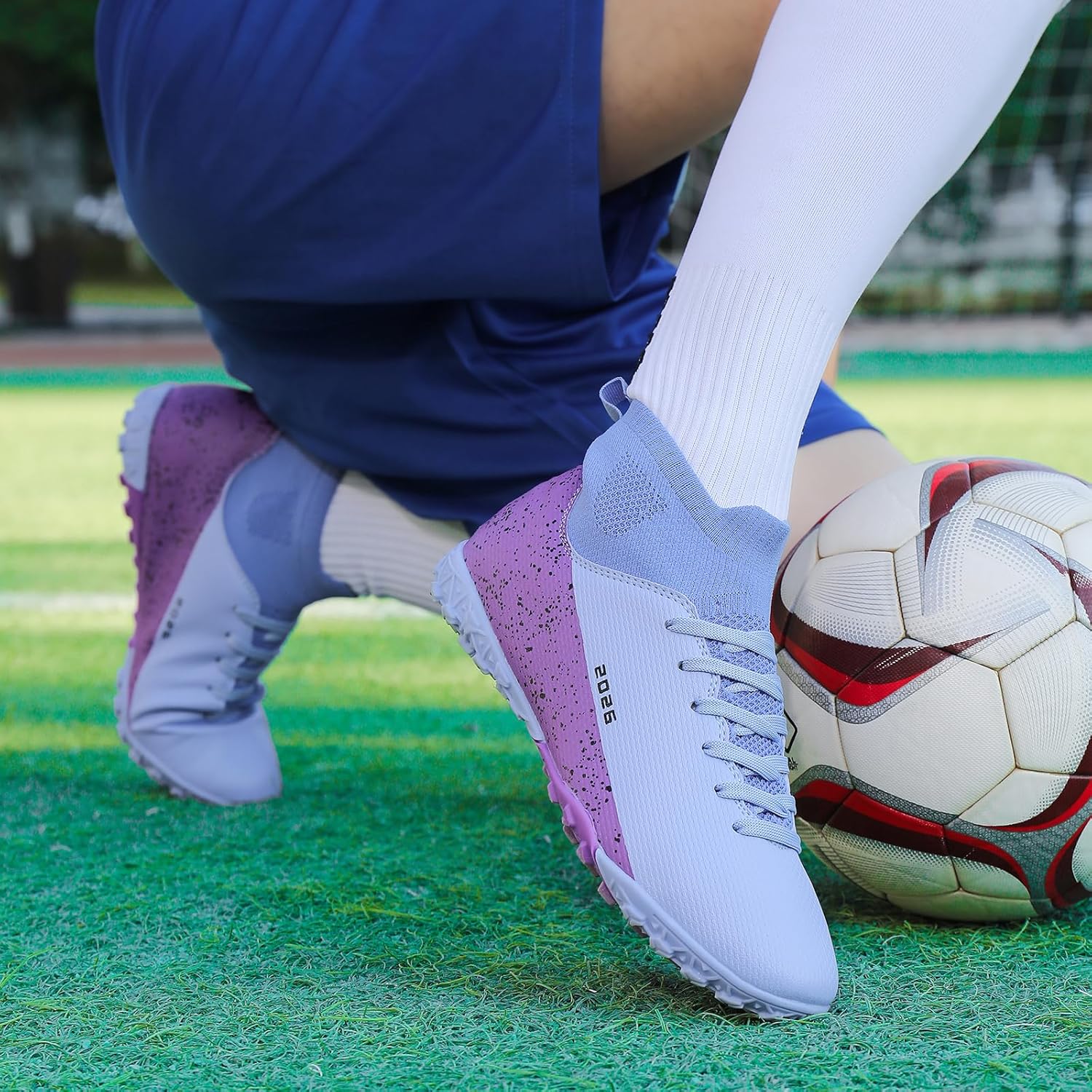 Soccer Cleats for Mens Womens Indoor Soccer Shoes Unisex Baseball Turf Shoes Youth Rugby Shoes Adult AG FG TF Football Boots Wide Training Sneaker