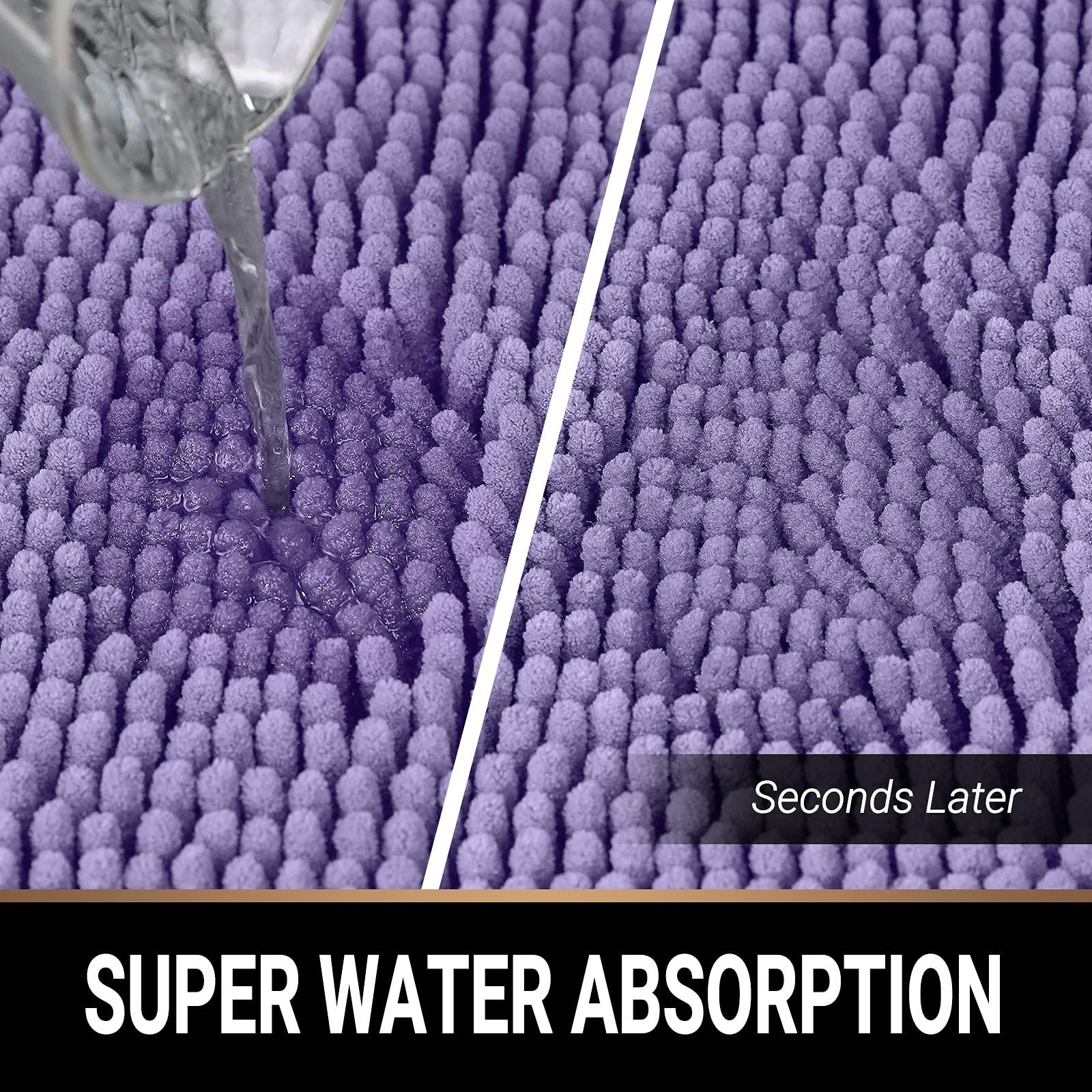 SKVLF Juego de 3 alfombras de baño, alfombra antideslizante de color liso, de microfibra suave, de pelo largo y absorbente, incluye alfombra de baño, tapete de contorno, funda para asiento de