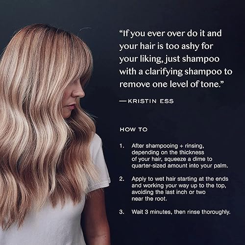 Miniatura 7 de Kristin Ess Juego de champú y acondicionador para cabello morado para cabello rubio moreno plateado  canas extracto de algas  aceite de semilla de