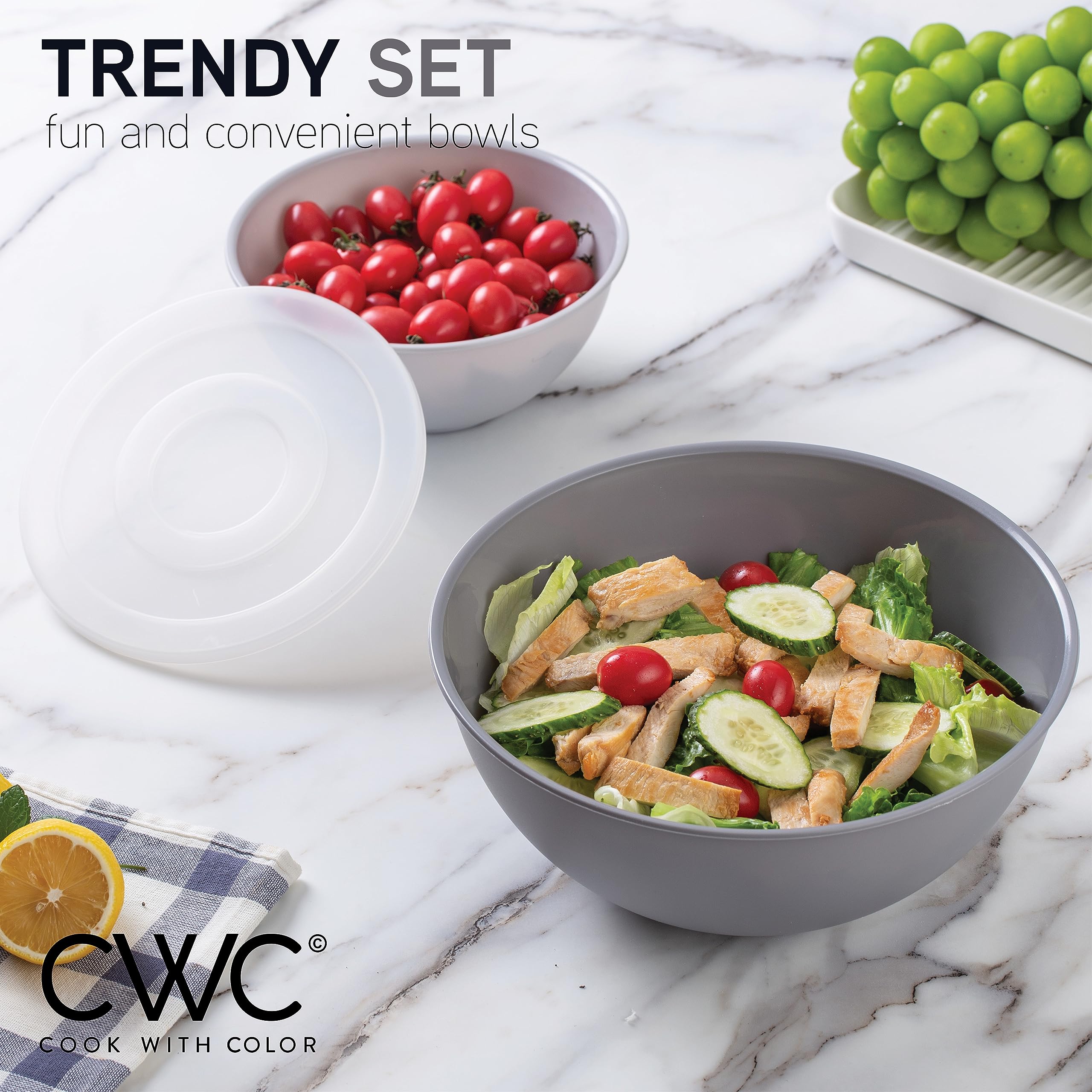 レインボー ミキシングボウルセット＋ビーテッドエッジミキシングボウルセット計7点 Amazon | COOK WITH COLOR プラスチックミキシングボウル 蓋付き