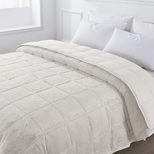 Miniatura 7 de feather & loom Manta reversible de plumón alternativo, microfibra que se invierte en una felpa acogedora, relleno alternativo de plumón