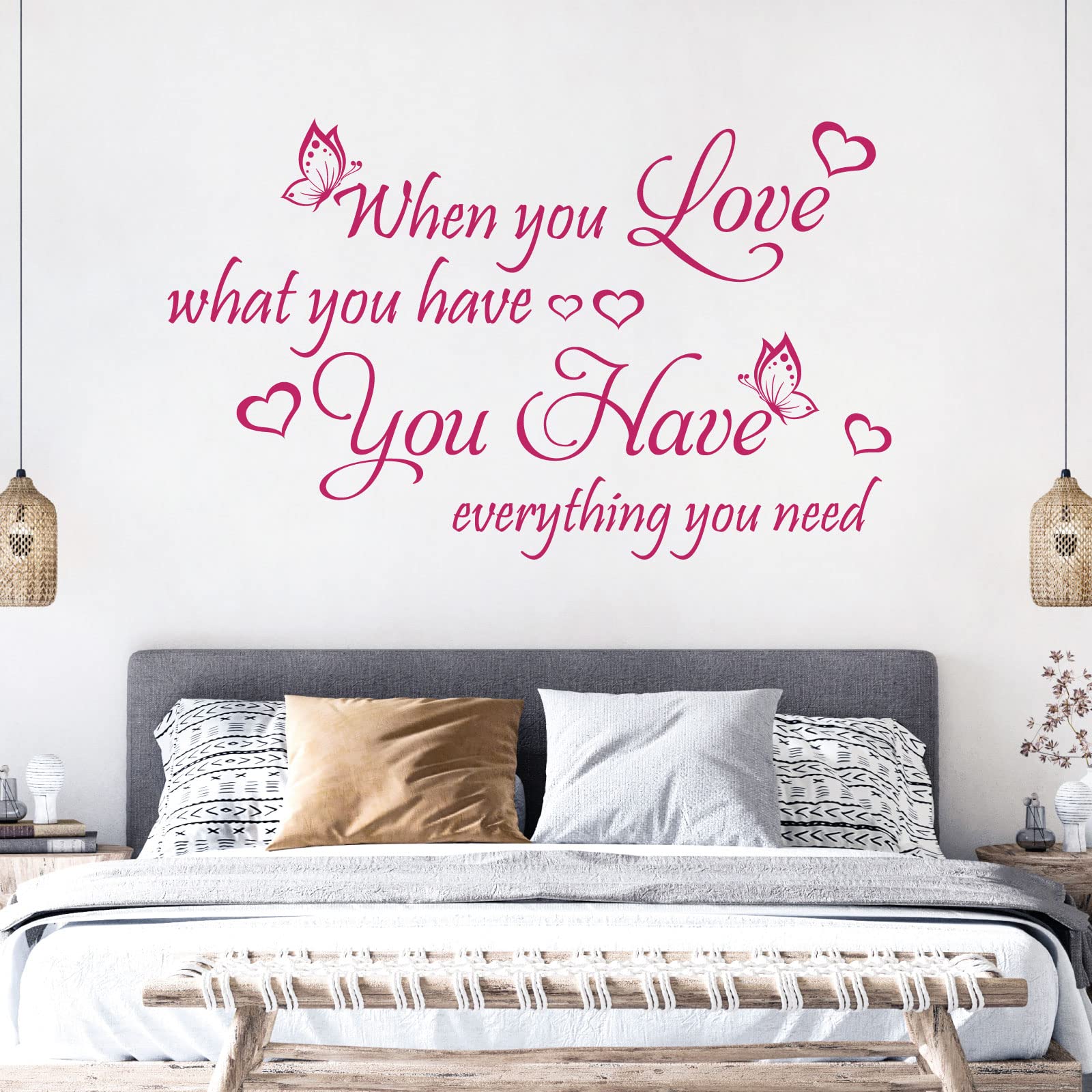 When You Love What You Have, You Have Everything ... - Quote Decal Wall Sticker [XLarge] [Magenta]