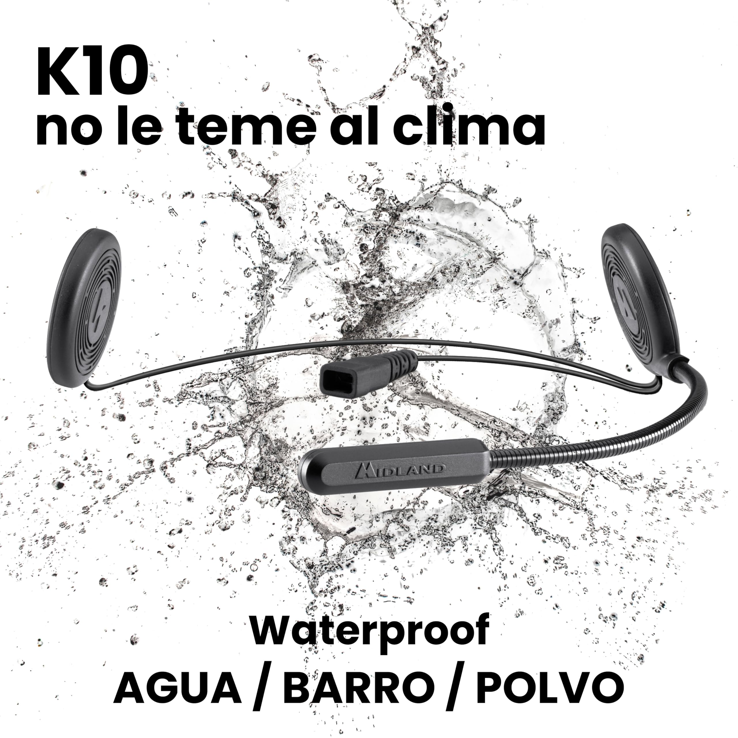 Midland - Auricular Bluetooth 5.2 Único K10 para Motociclistas Urbanos, Contestador Telefónico Invisible Universal - Auriculares Bluetooth Cancelación Ruido para Casco Moto, 7mm, Carga Rápida