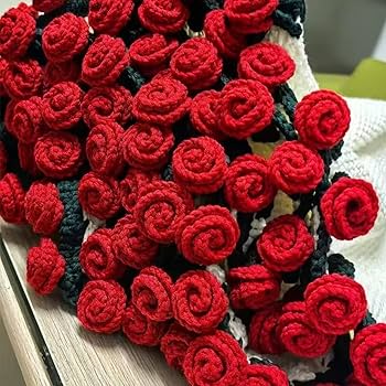 Amazon｜かぎ針編みのバラのブランケット 花束 柔らかくて軽い