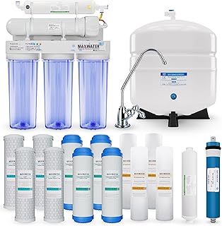 Max Water 5 Stage 100 GPD (Gallon Per Day) RO (Reverse Osmosis) Standard Water Filtration System + Faucet + Heavy Duty Tank + Replacement Filter Cartridge - Under-Sink/Wall Mount