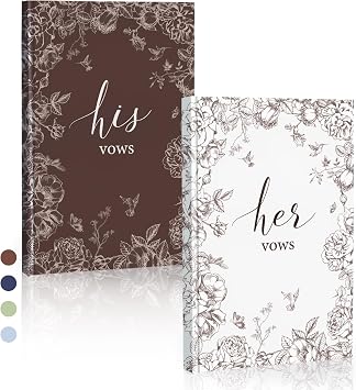 Wedding Vow Books His and Hers, 2 Pack Hardcover Wedding Vow Books, 4 x 6"