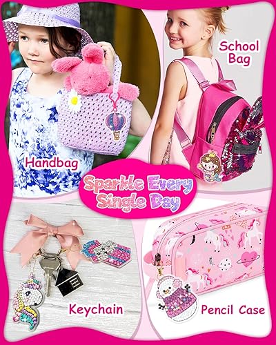 Miniatura 4 de Llavero de pintura de diamantes DIY Calendario de Adviento para niñas de 4 a 12 años, regalos de manualidades de Navidad