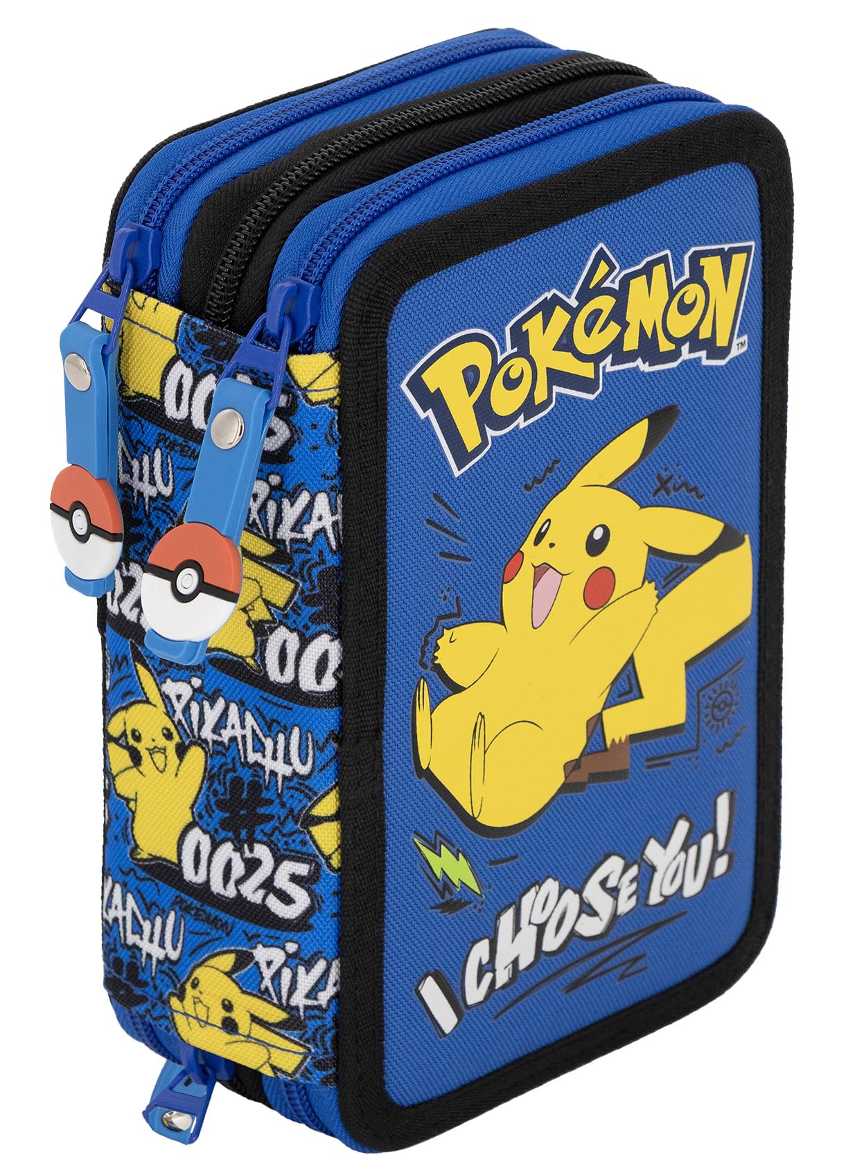 Estuche Escolar 3 Cremalleras Completo Niño - para Pokemon Fan - 46 Piezas Material Escolar - Plumier Triple con Bolígrafos Borrables, Rotuladores, Lápices de Colores 6 a 12 Años