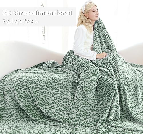 Miniatura 8 de Manta de forro polar de felpa, acogedora, suave, verde, manta acogedora para sofá