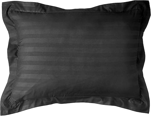 Miniatura 2 de Elegance Linen - Juego de edredón de 8 piezas a prueba de arrugas, suave y sedoso, a rayas Dobby, tamaño matrimonial/queen, negro